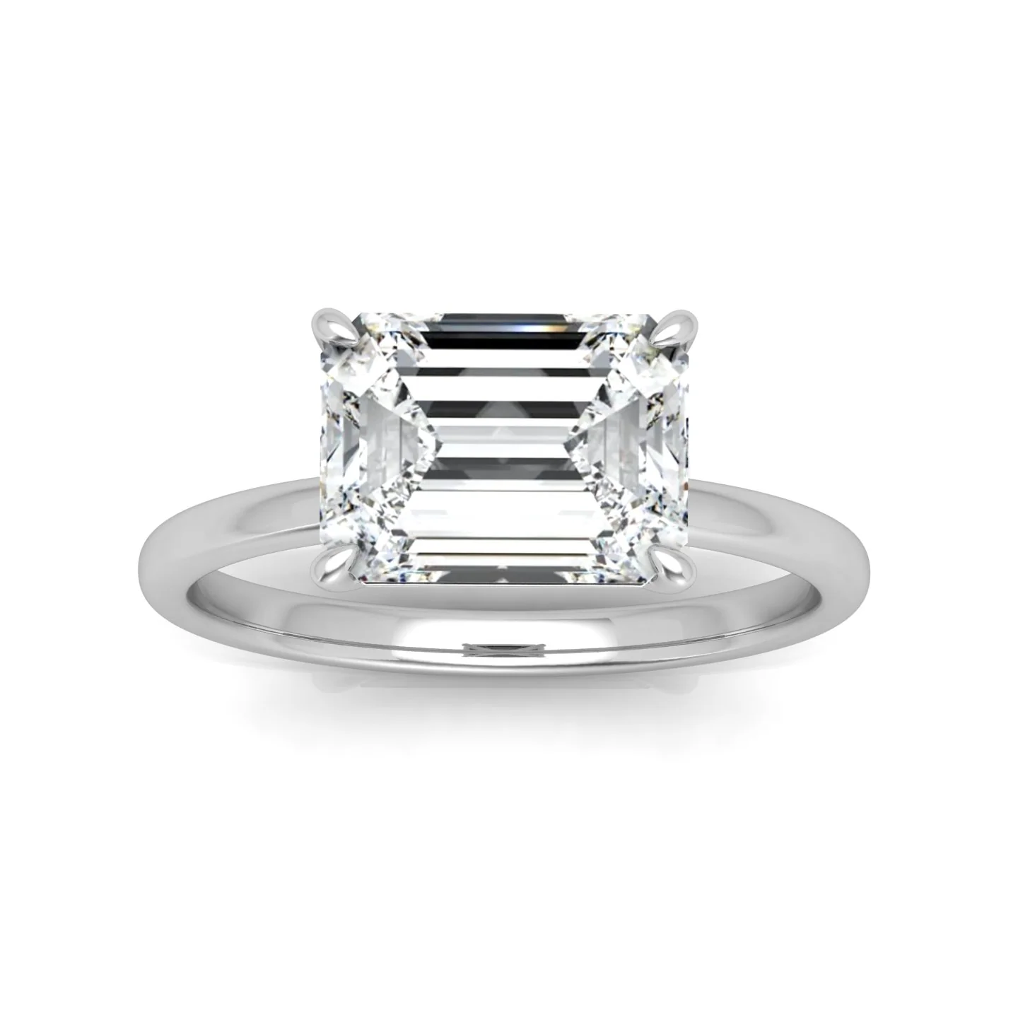 Classic East-West Solitaire Engagement Ring - Emerald - Image 12