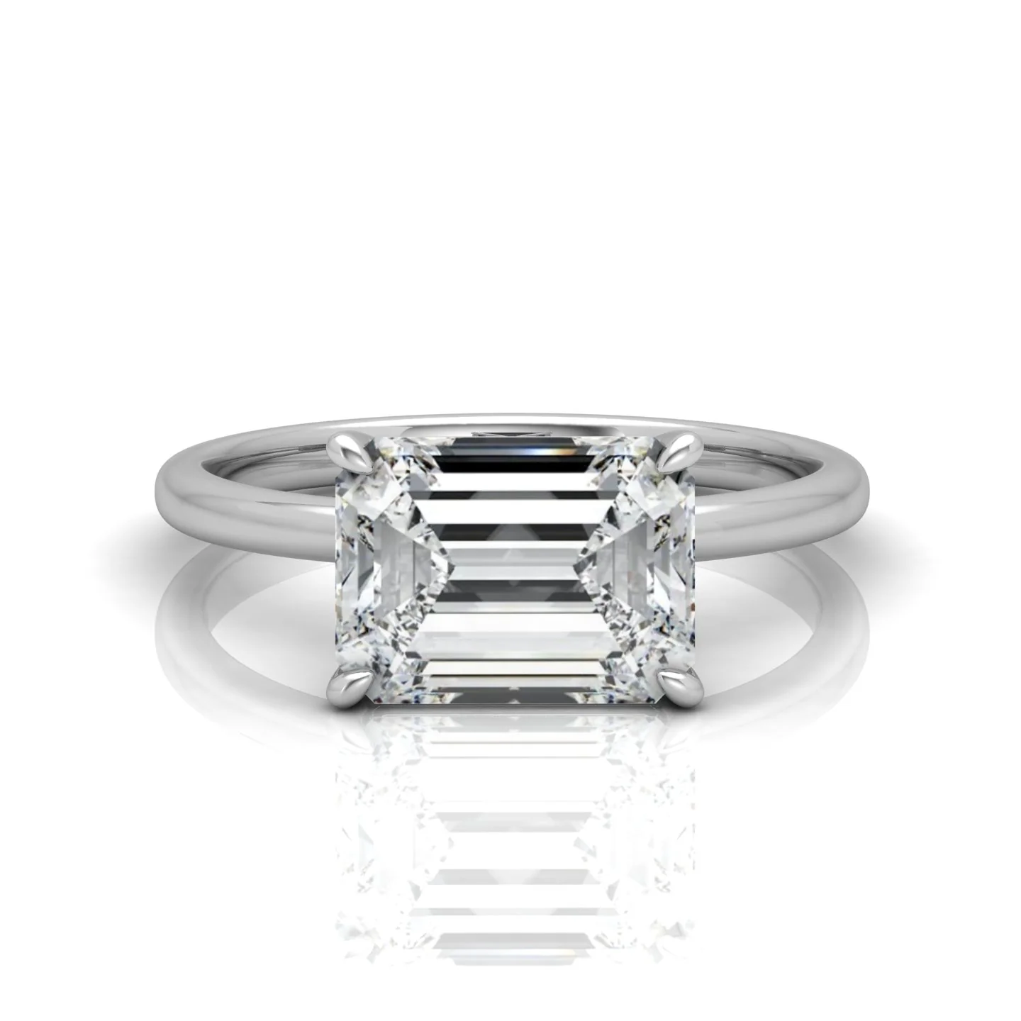 Classic East-West Solitaire Engagement Ring - Emerald - Image 14