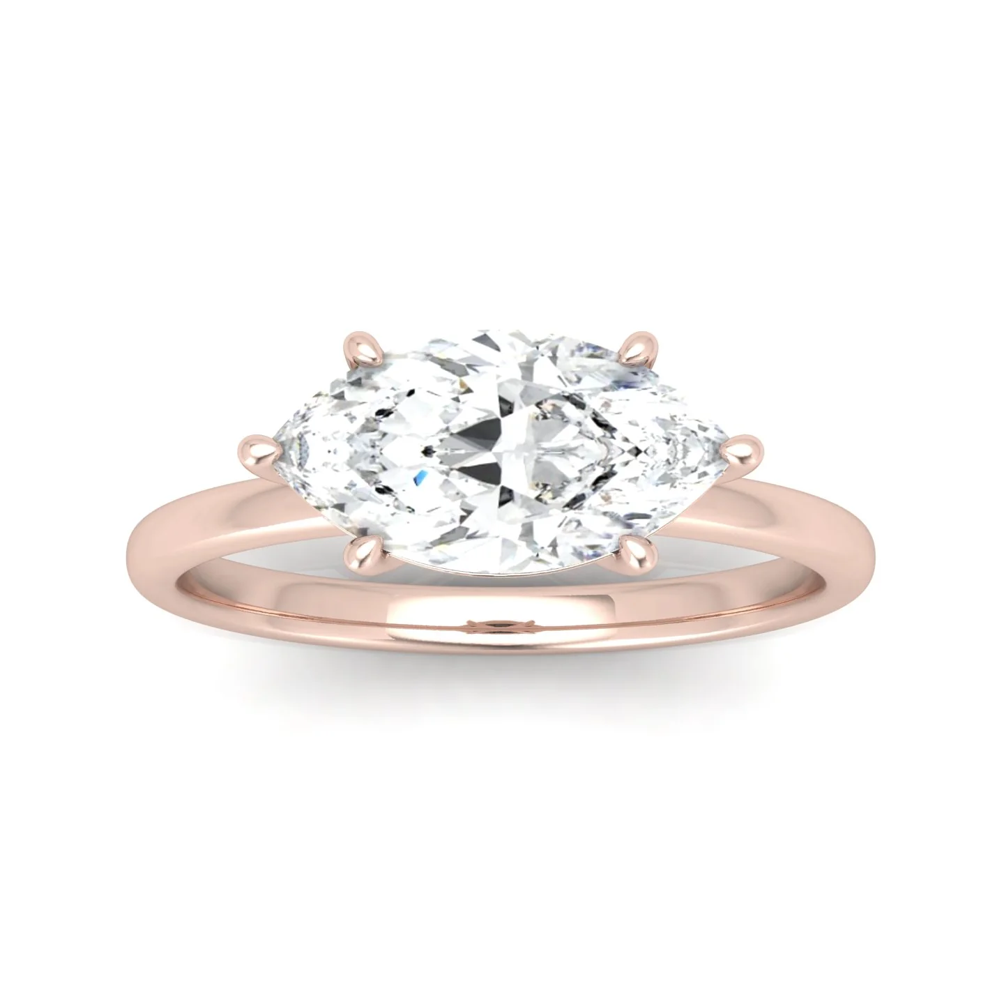 Classic East-West Solitaire Engagement Ring - Marquise - Image 7