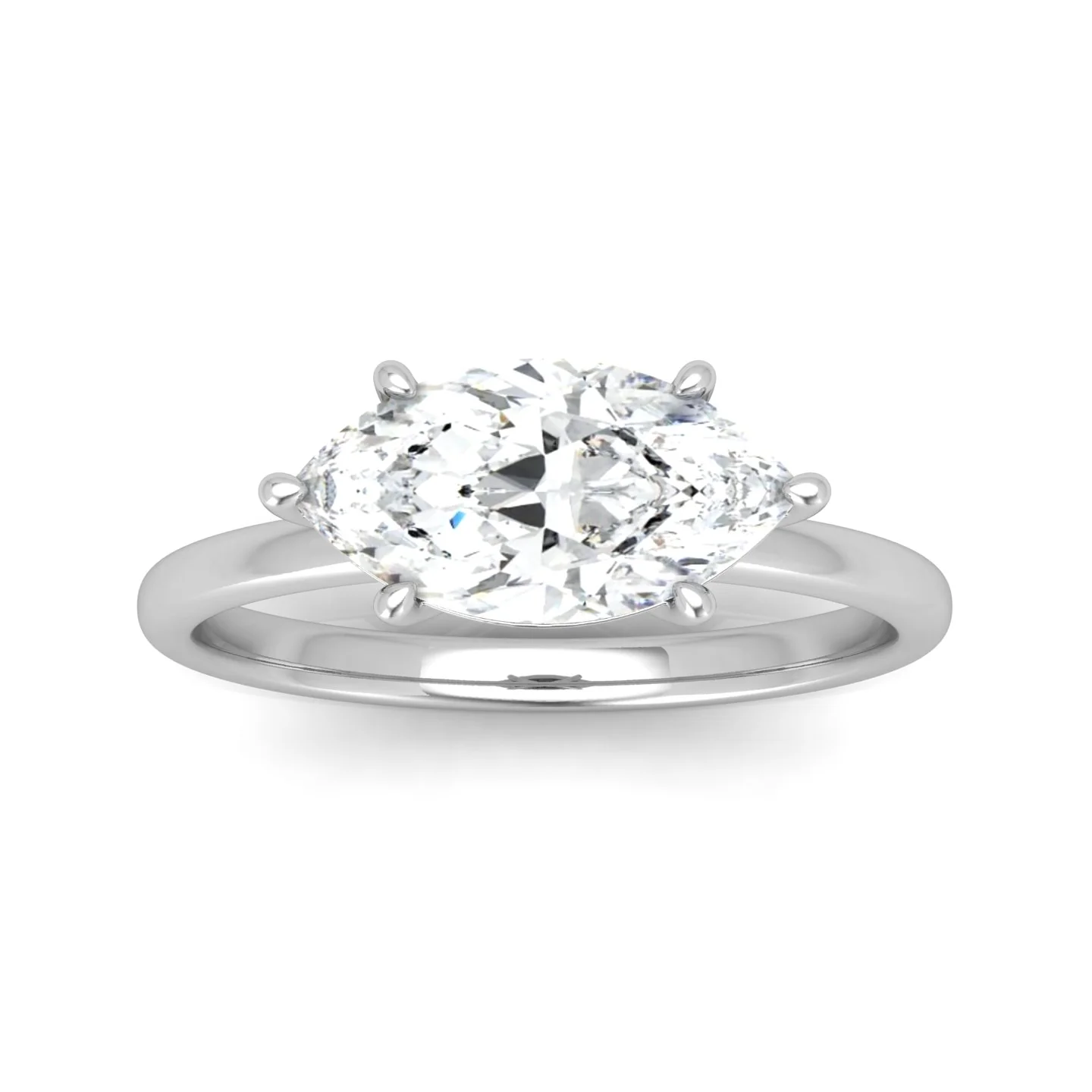 Classic East-West Solitaire Engagement Ring - Marquise - Image 8