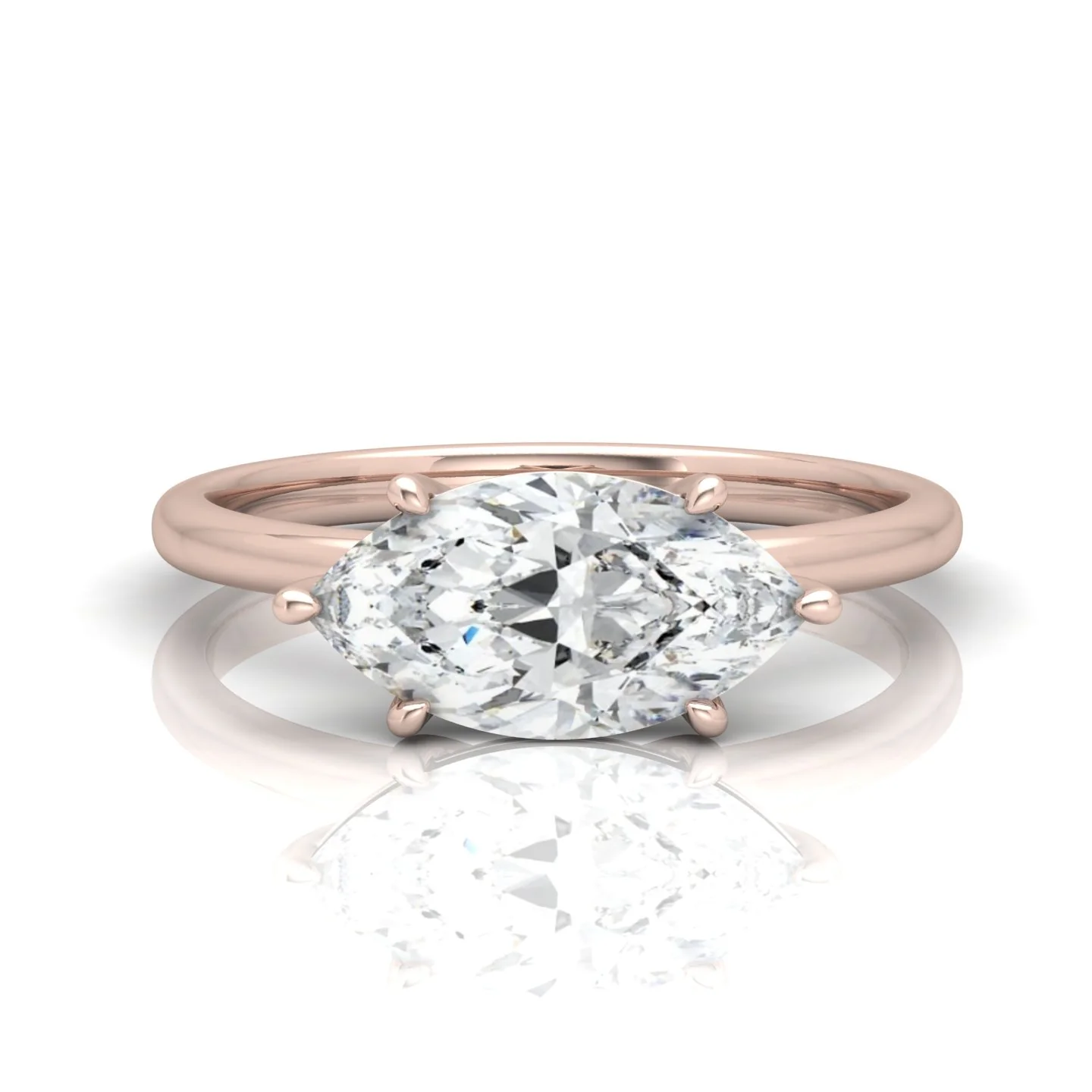 Classic East-West Solitaire Engagement Ring - Marquise - Image 9