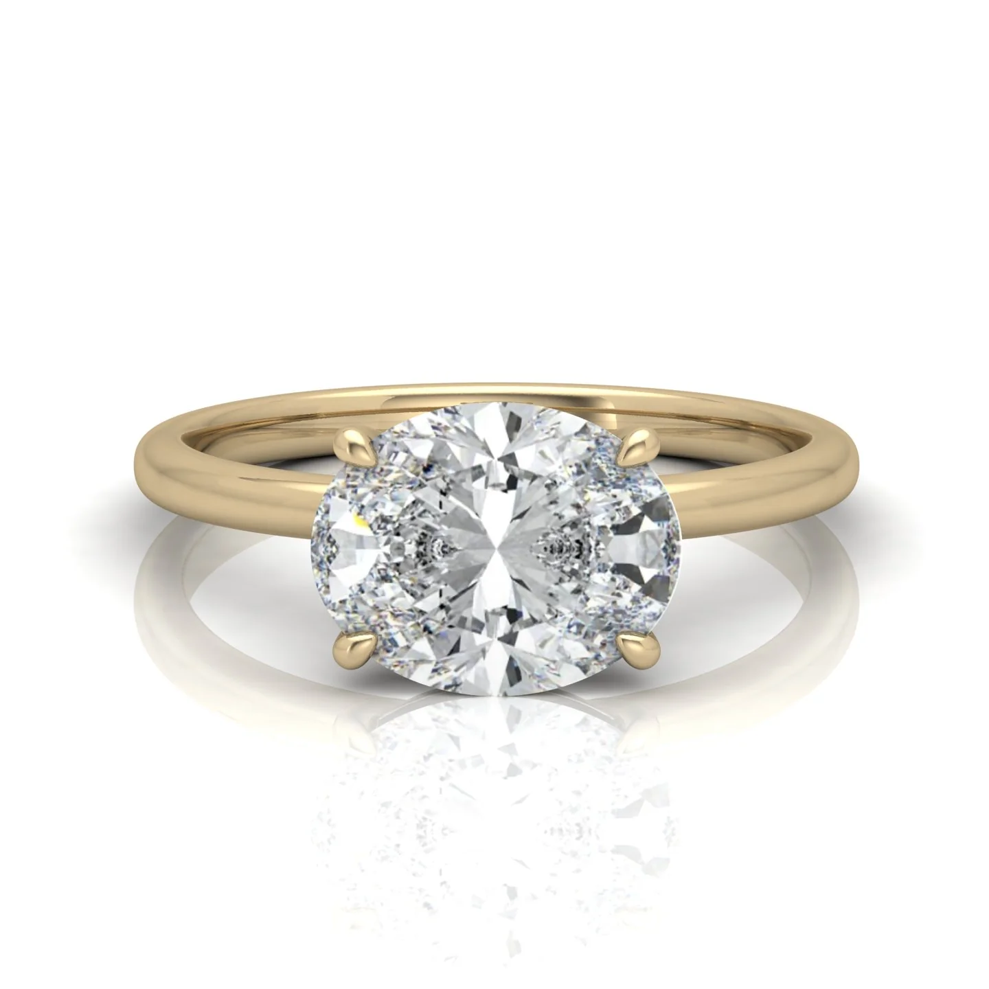 Classic East-West Solitaire Engagement Ring - Oval