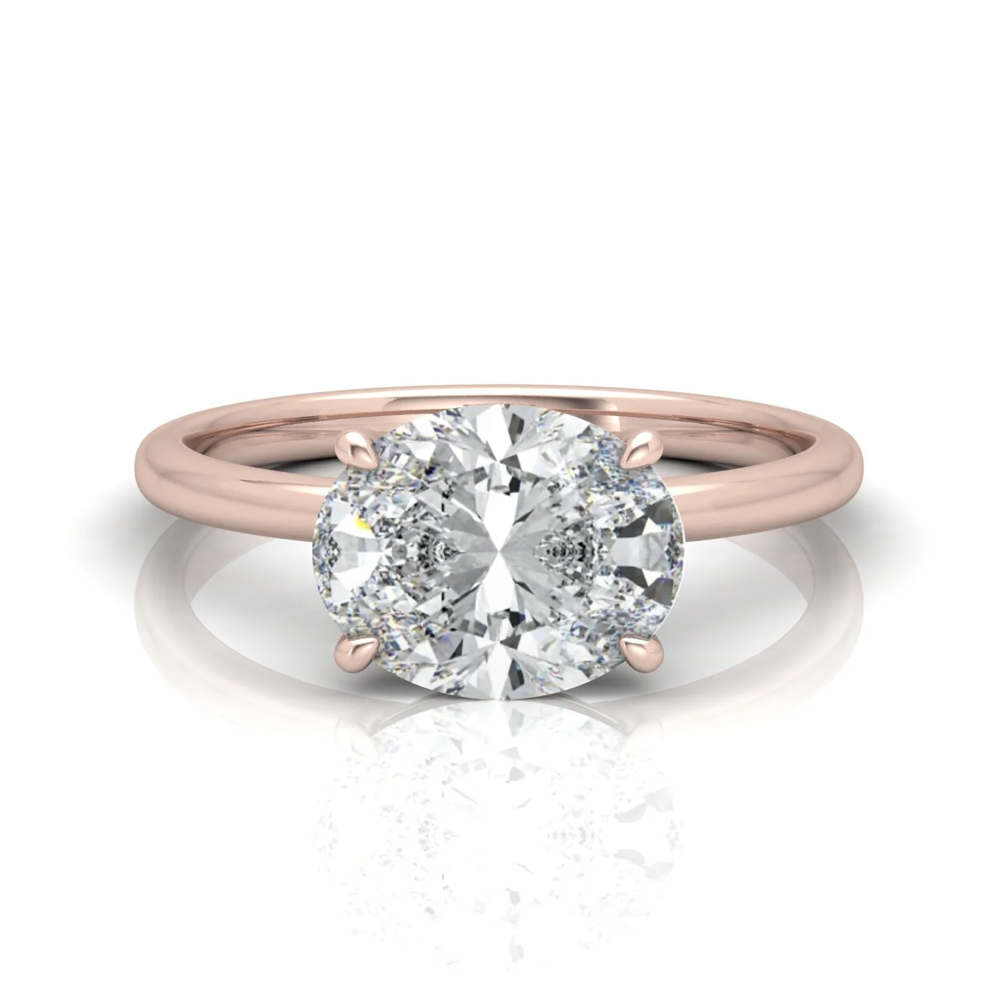 Classic East-West Solitaire Engagement Ring - Oval - Image 13