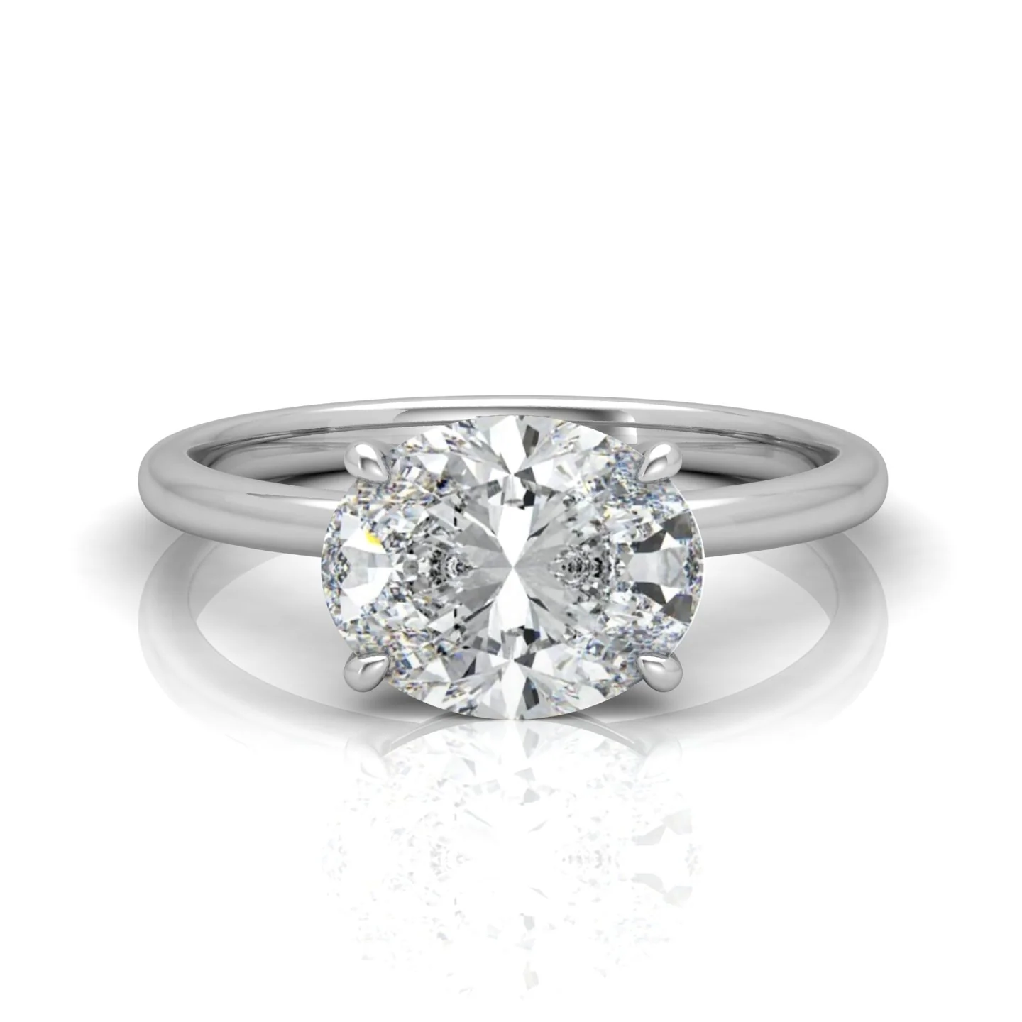 Classic East-West Solitaire Engagement Ring - Oval - Image 14