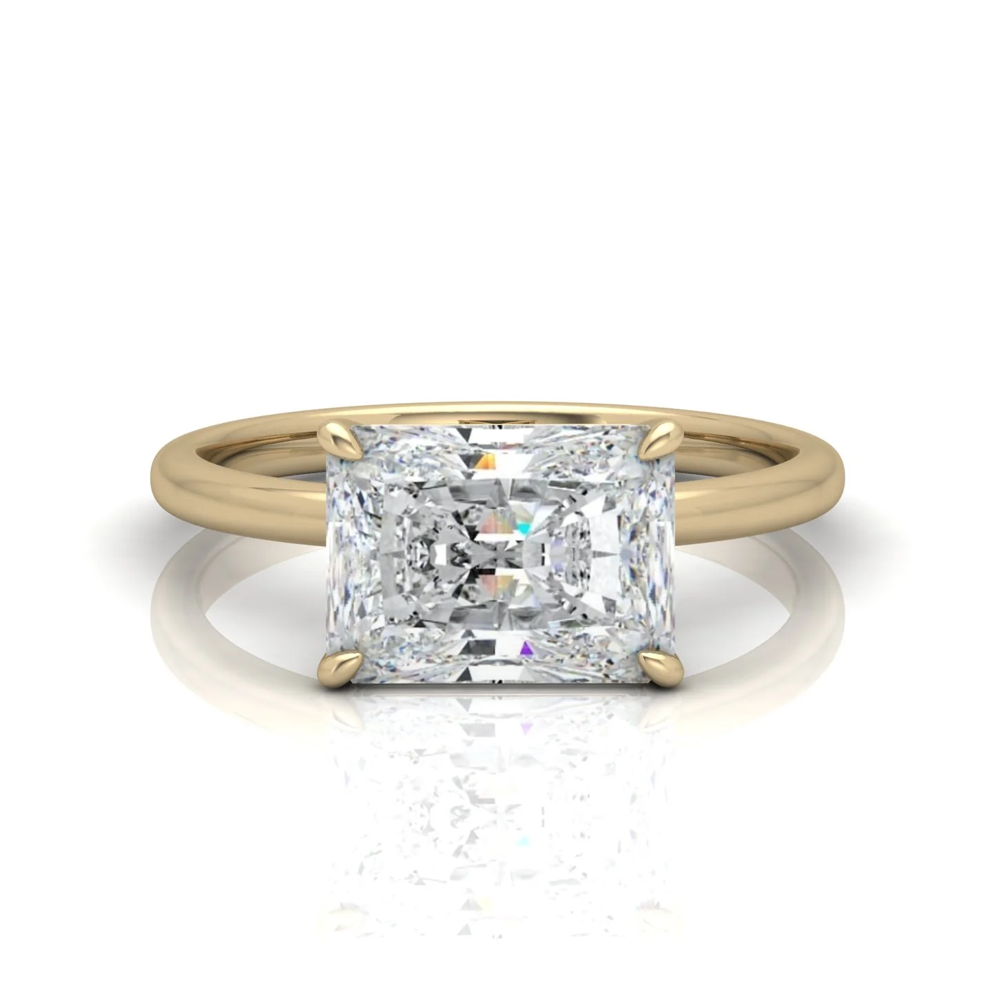 Classic East-West Solitaire Engagement Ring - Radiant