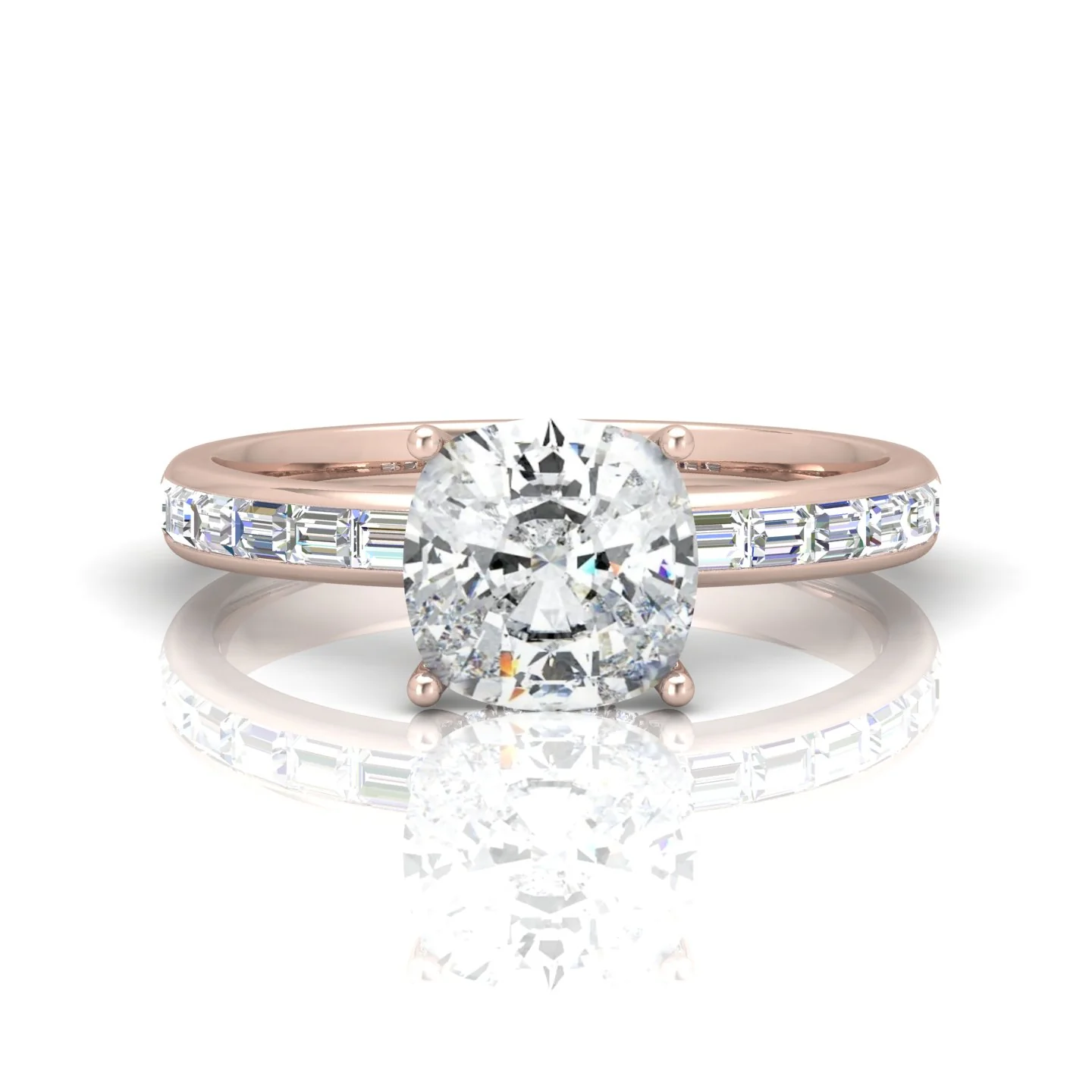 Classic Hidden Halo Channel Set Engagement Ring - Cushion - Image 10