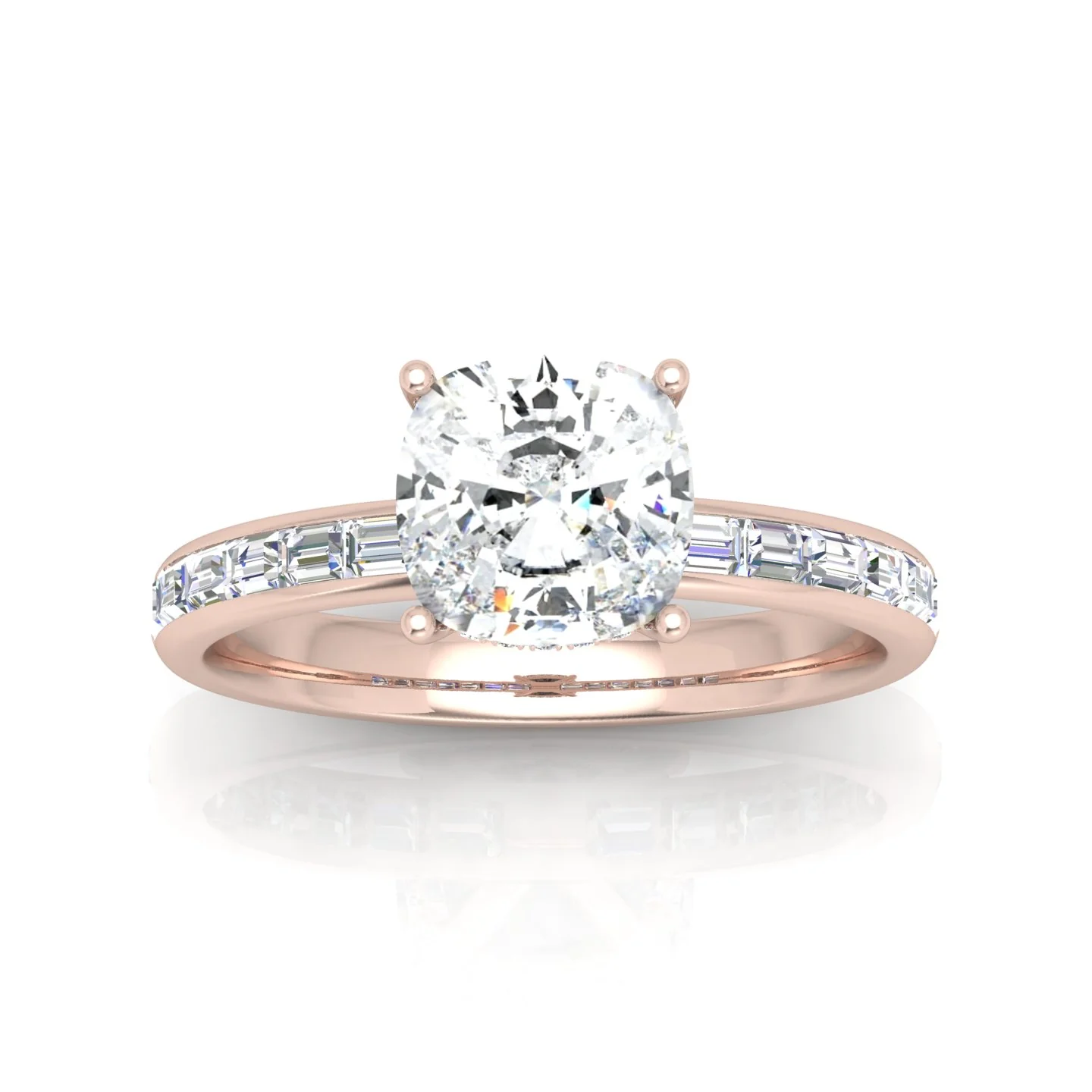 Classic Hidden Halo Channel Set Engagement Ring - Cushion - Image 12