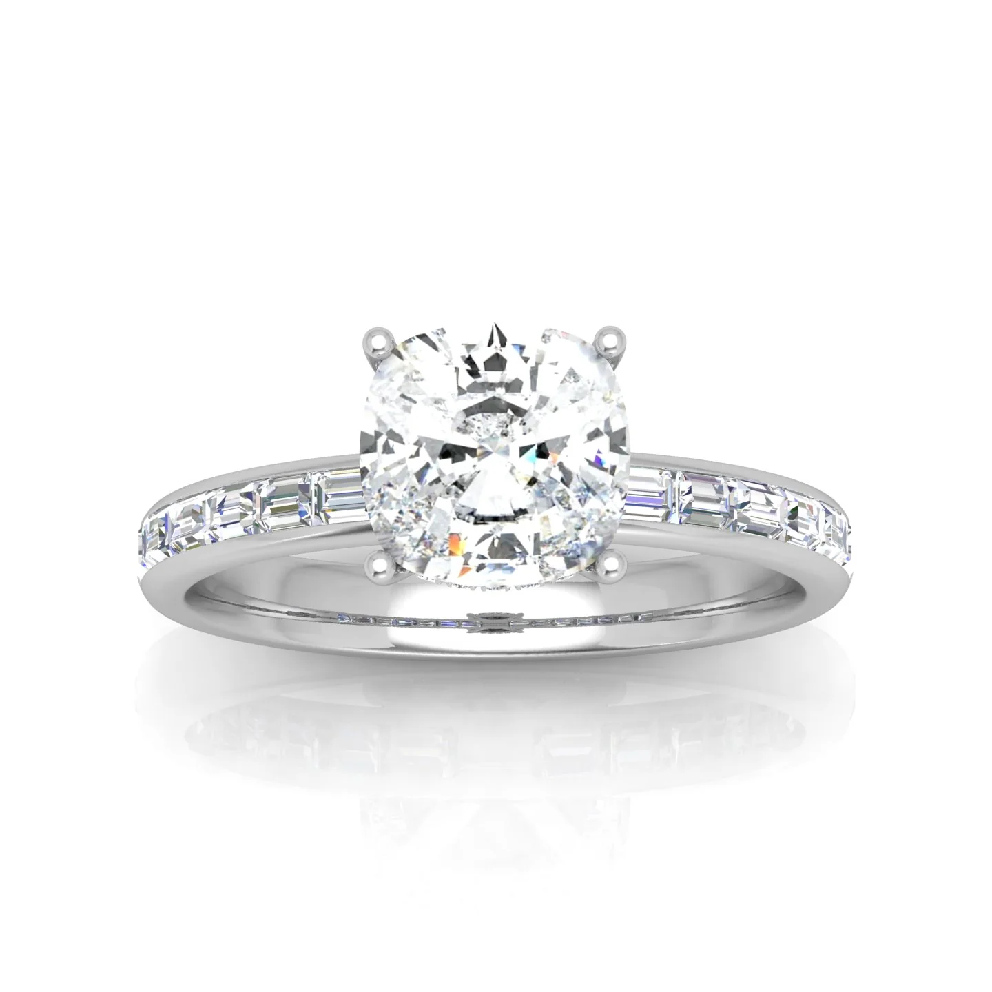 Classic Hidden Halo Channel Set Engagement Ring - Cushion - Image 13