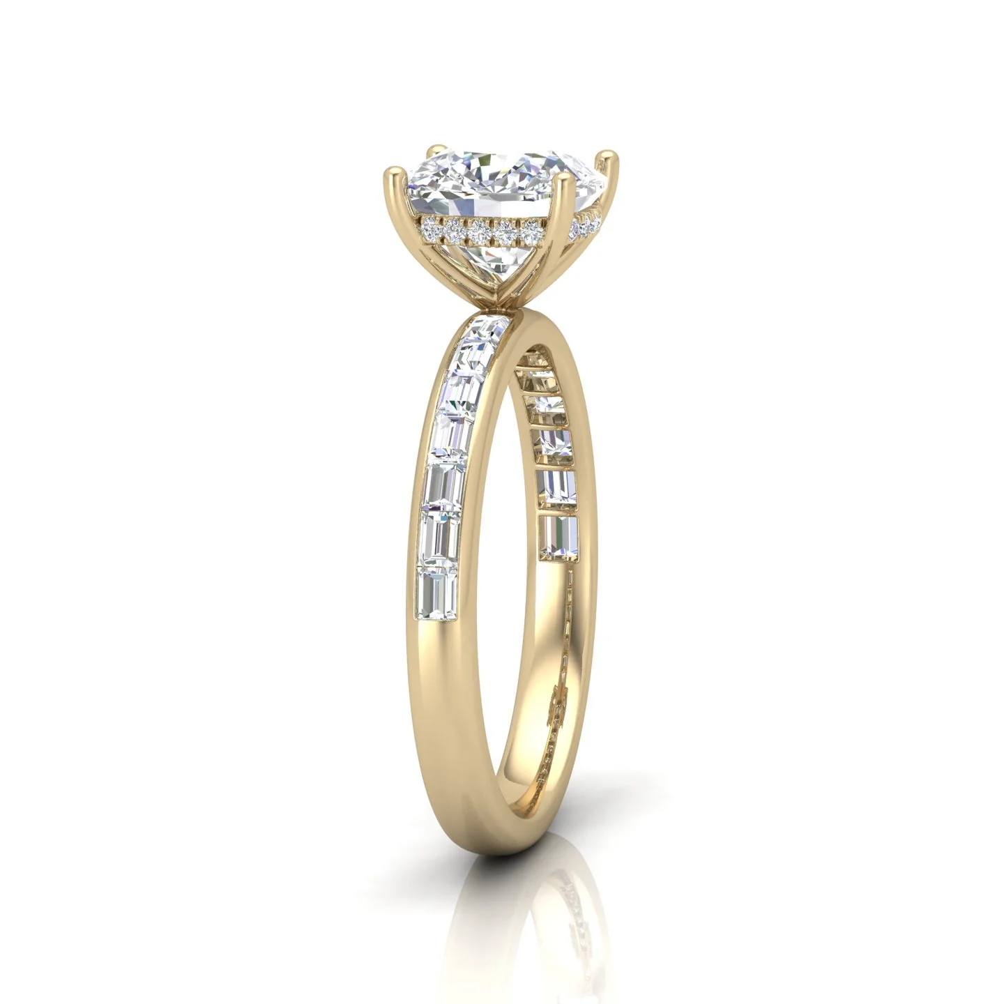 Classic Hidden Halo Channel Set Engagement Ring - Cushion - Image 2