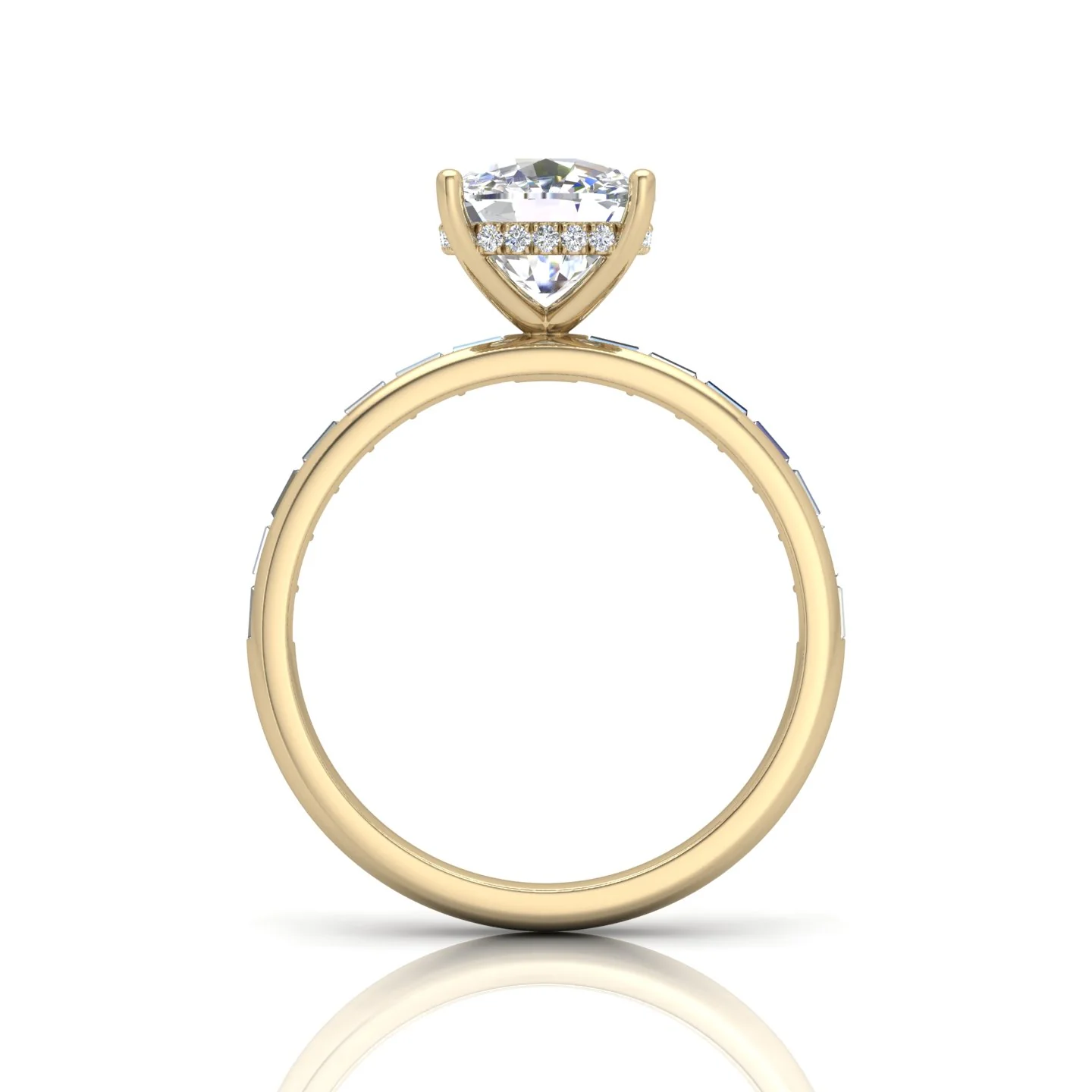 Classic Hidden Halo Channel Set Engagement Ring - Cushion - Image 6