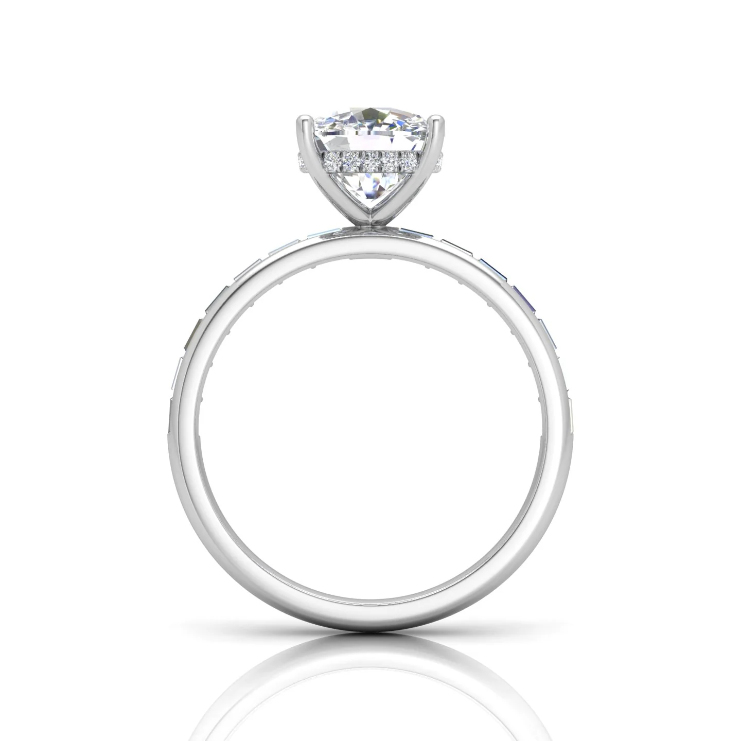 Classic Hidden Halo Channel Set Engagement Ring - Cushion - Image 7