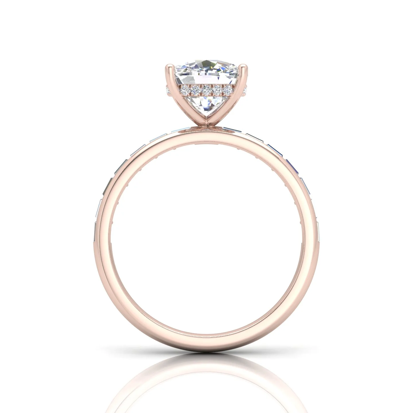 Classic Hidden Halo Channel Set Engagement Ring - Cushion - Image 8