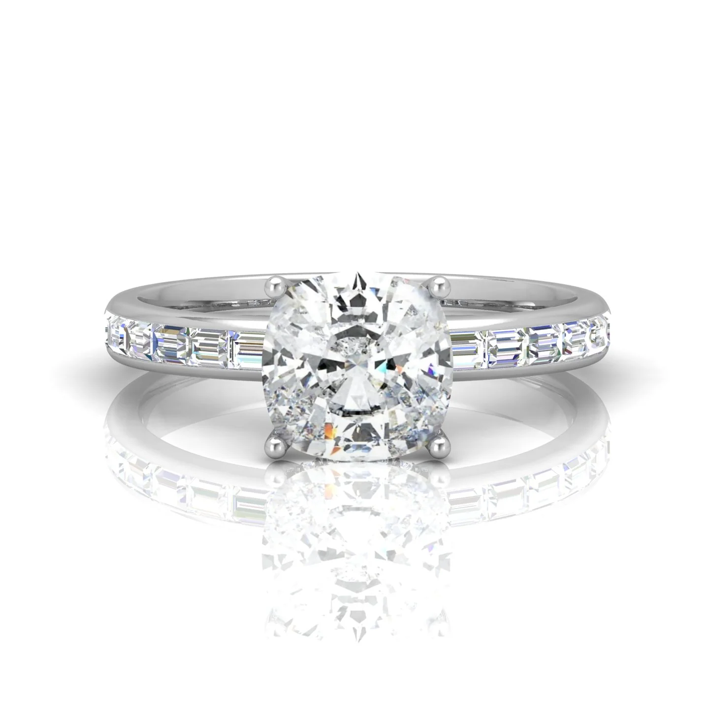 Classic Hidden Halo Channel Set Engagement Ring - Cushion - Image 9