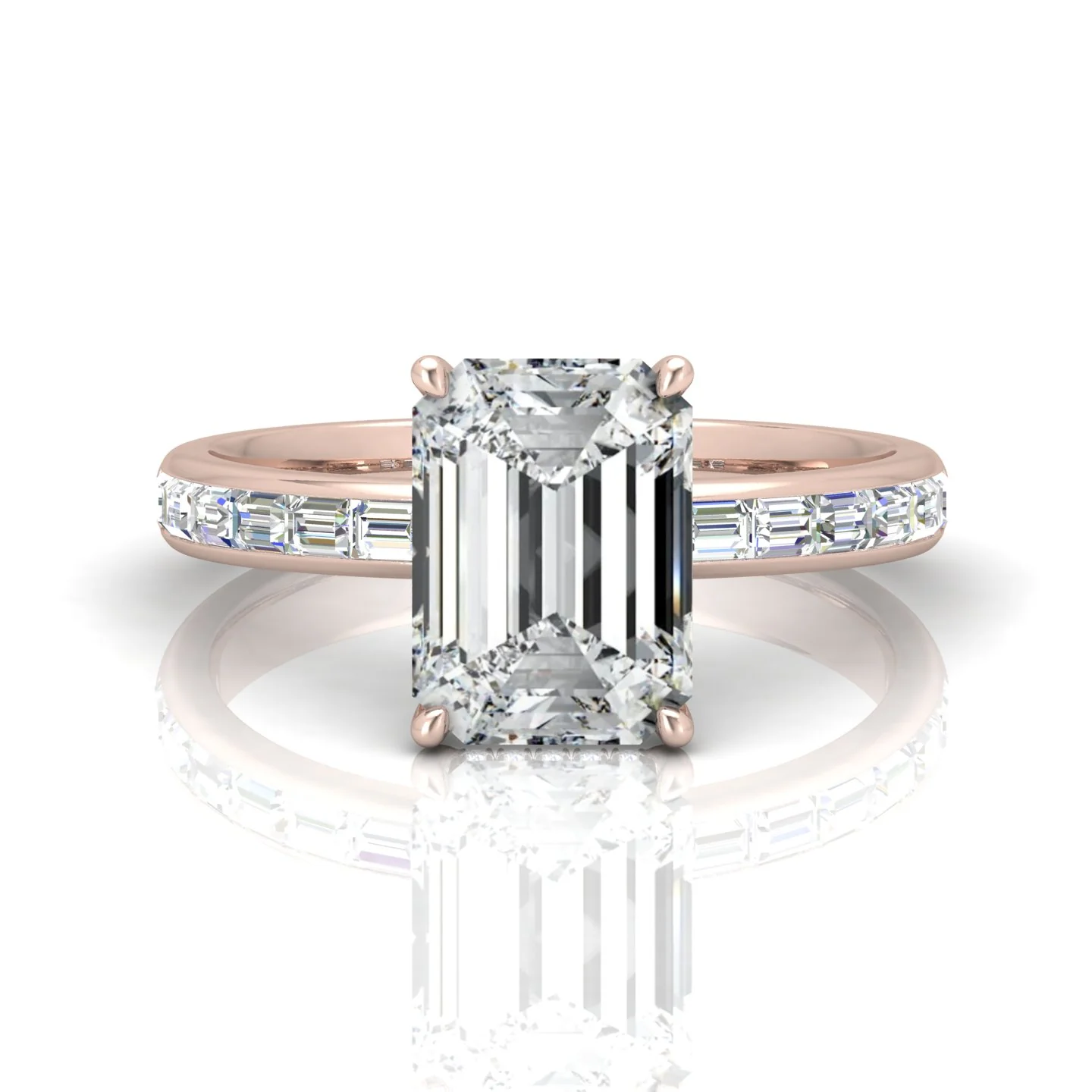 Classic Hidden Halo Channel Set Engagement Ring - Emerald - Image 10