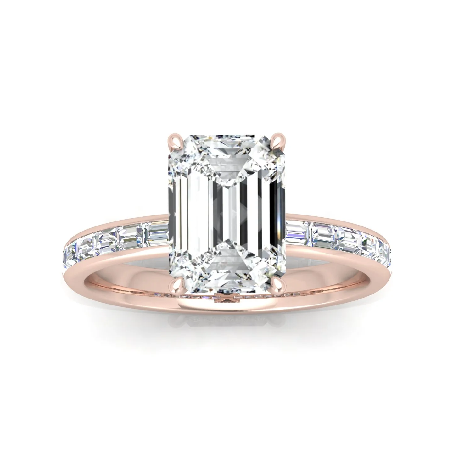 Classic Hidden Halo Channel Set Engagement Ring - Emerald - Image 8