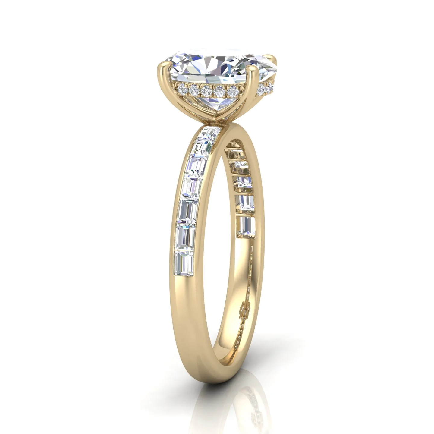 Classic Hidden Halo Channel Set Engagement Ring - Oval - Image 2