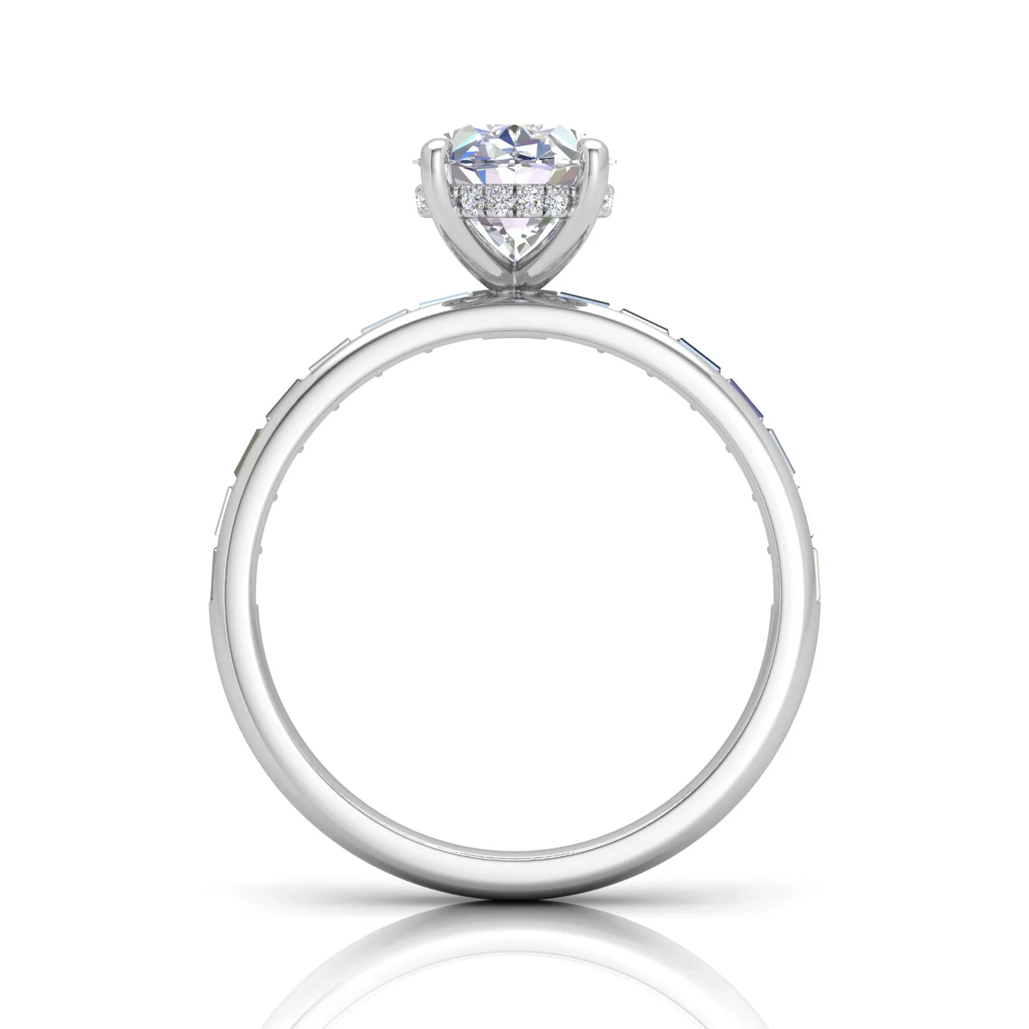 Classic Hidden Halo Channel Set Engagement Ring - Oval - Image 8