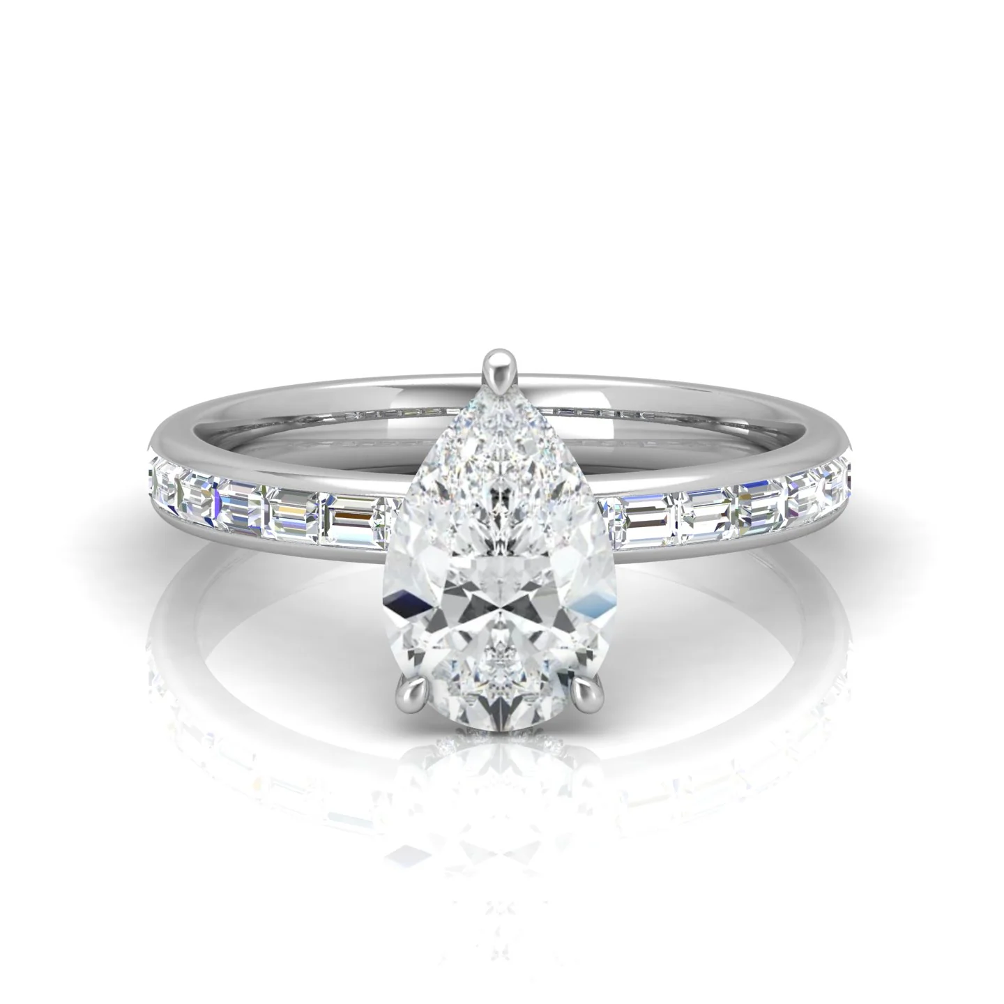 Classic Hidden Halo Channel Set Engagement Ring - Pear - Image 10