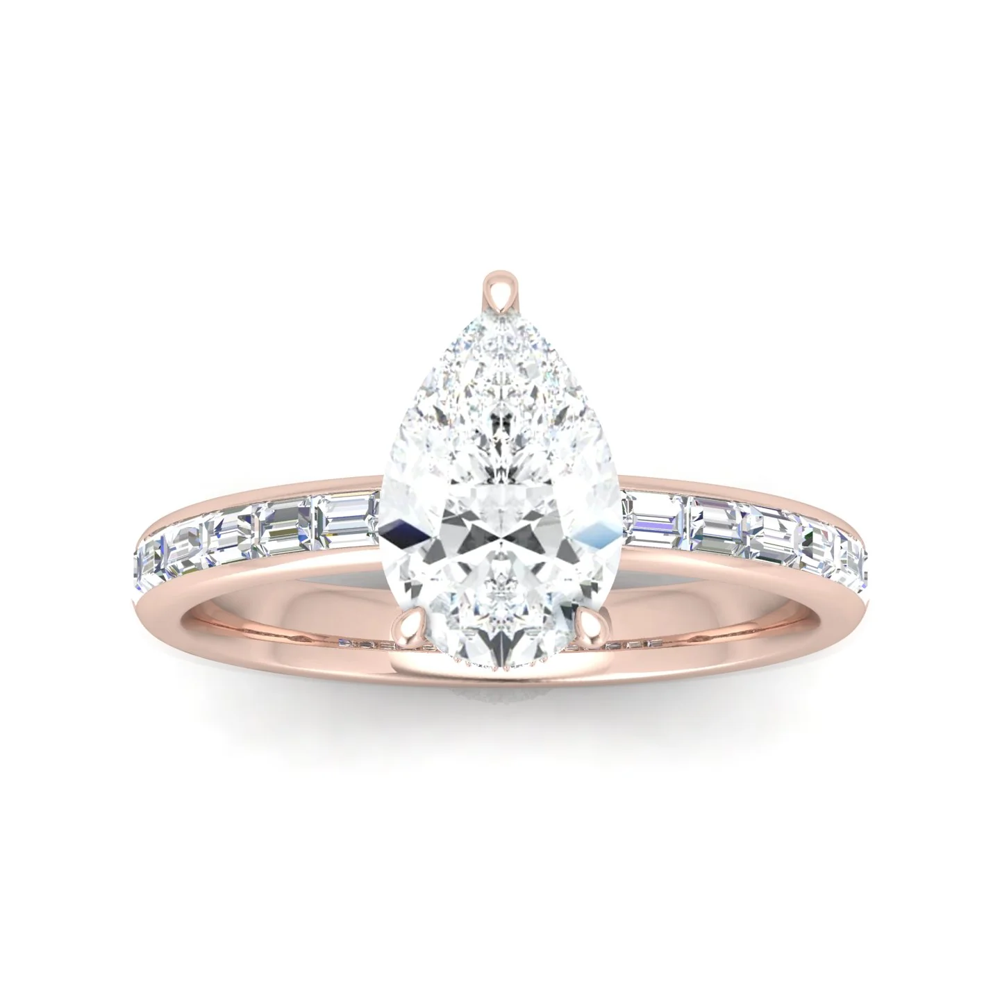 Classic Hidden Halo Channel Set Engagement Ring - Pear - Image 11