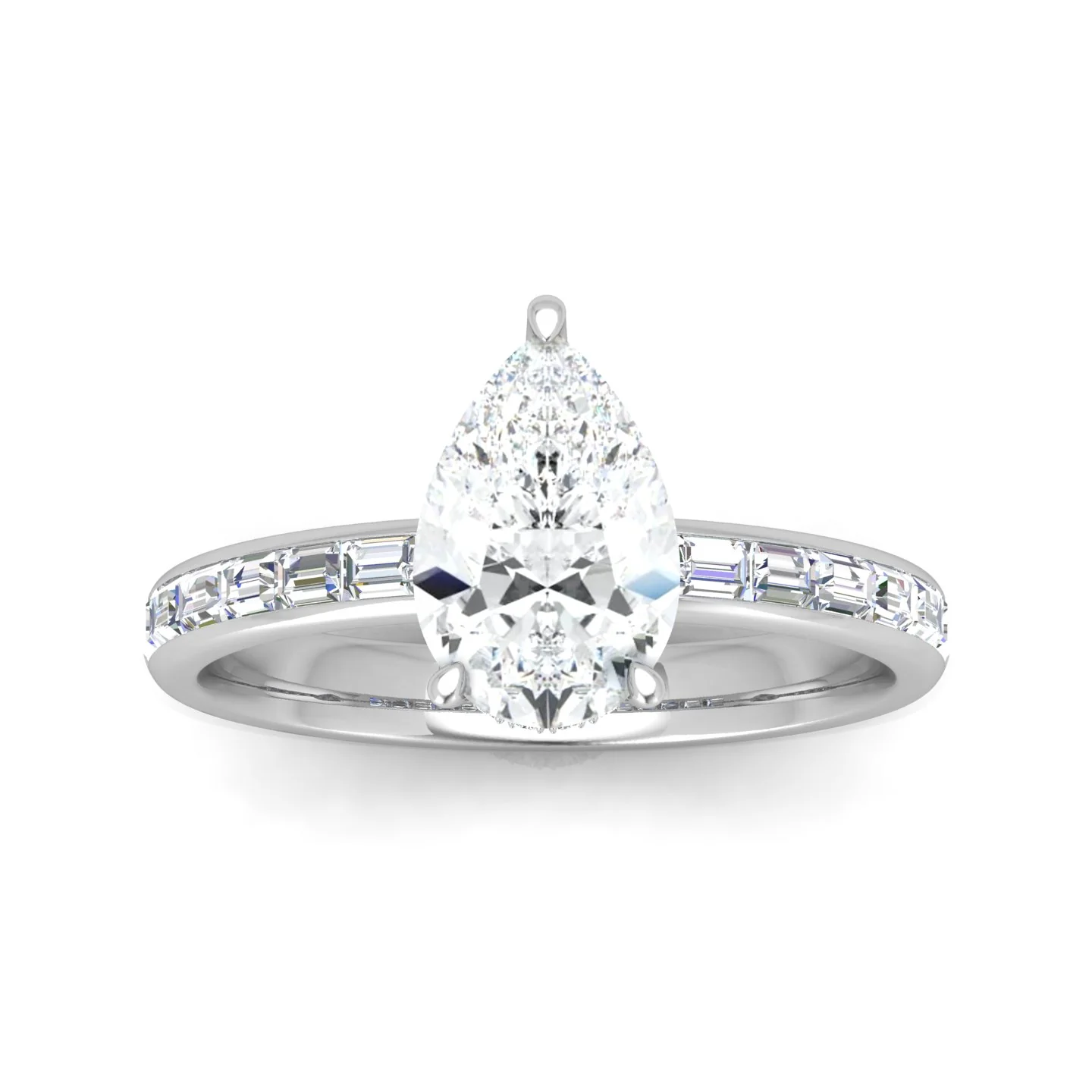 Classic Hidden Halo Channel Set Engagement Ring - Pear - Image 12