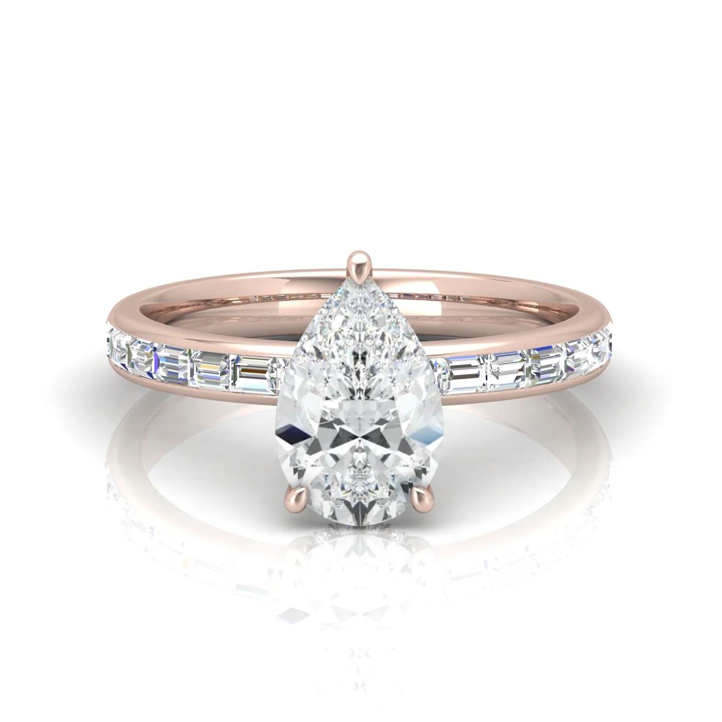 Classic Hidden Halo Channel Set Engagement Ring - Pear - Image 13