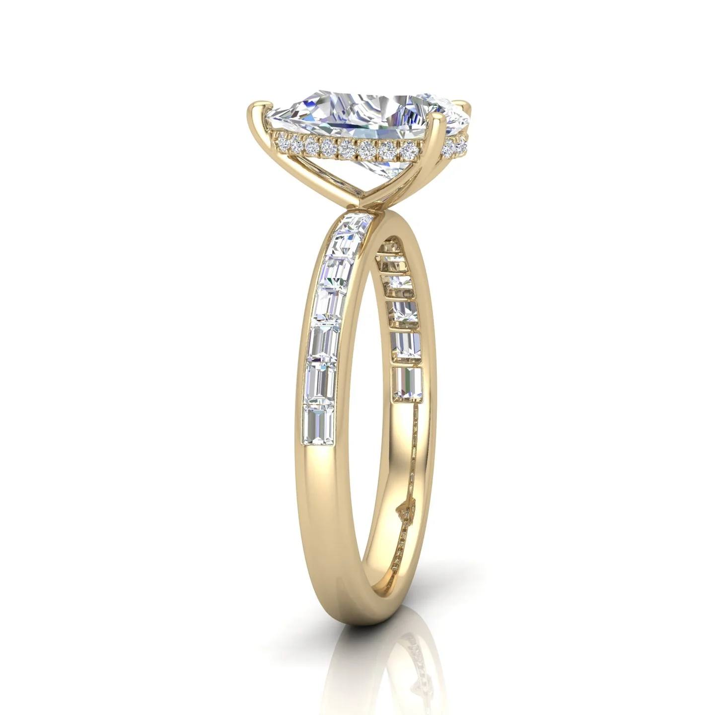 Classic Hidden Halo Channel Set Engagement Ring - Pear - Image 2