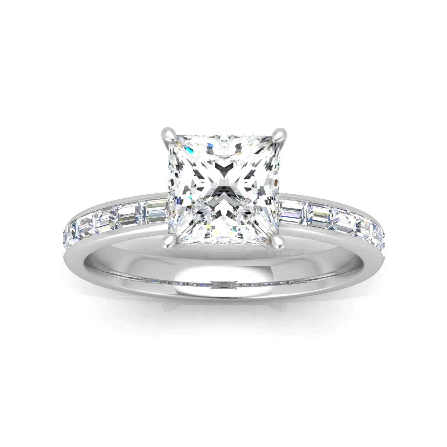 Classic Hidden Halo Channel Set Engagement Ring - Princess - Image 11