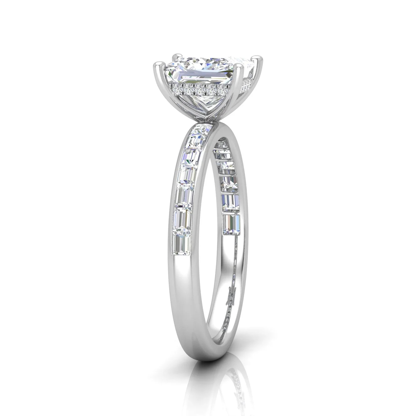 Classic Hidden Halo Channel Set Engagement Ring - Princess - Image 3