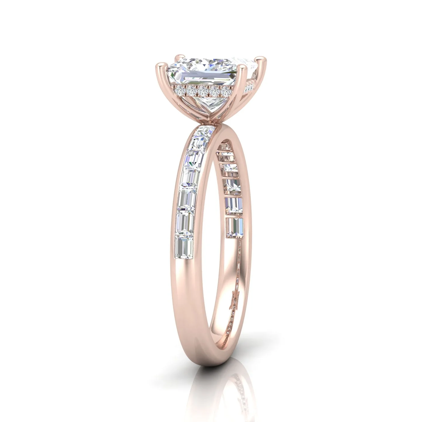 Classic Hidden Halo Channel Set Engagement Ring - Princess - Image 4