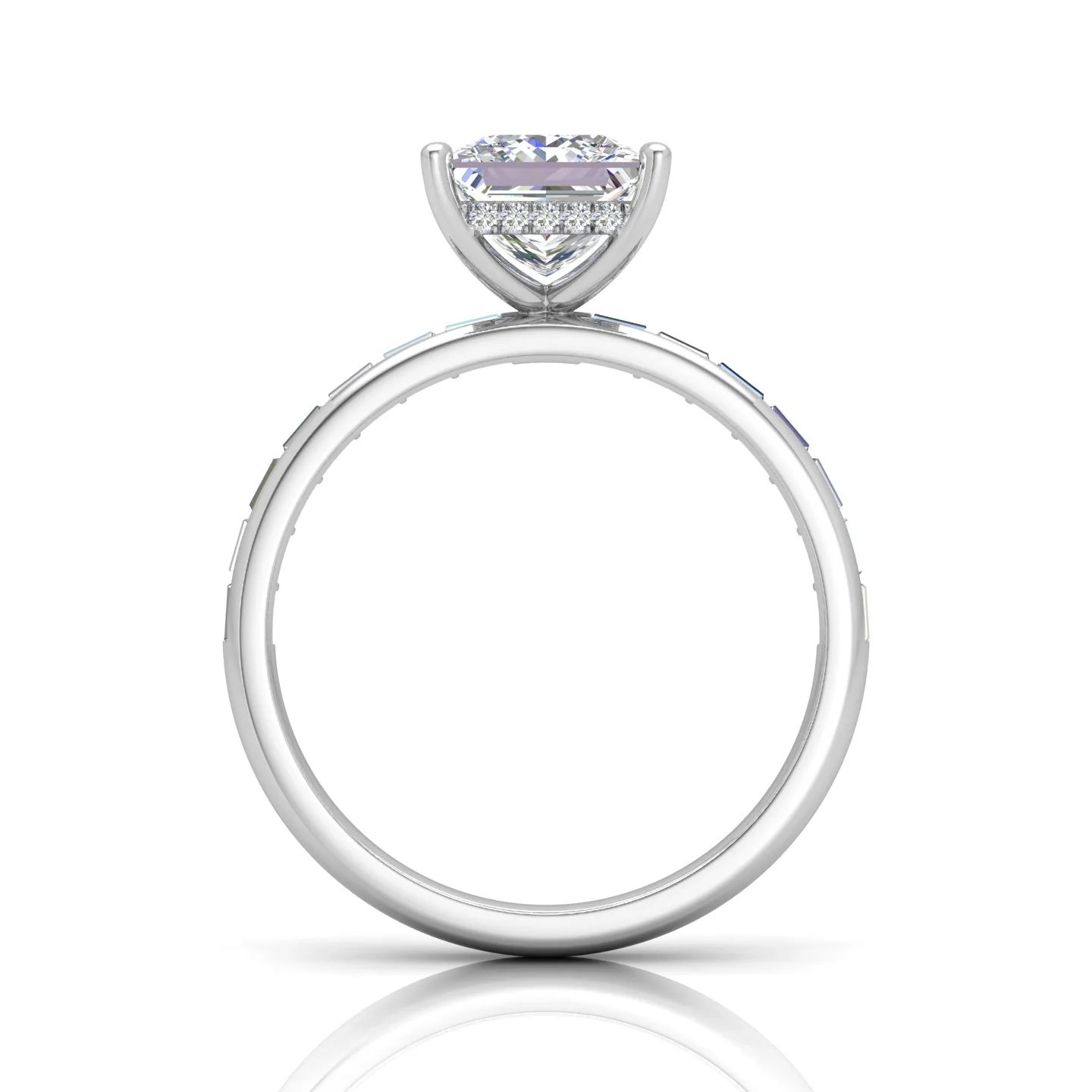 Classic Hidden Halo Channel Set Engagement Ring - Princess - Image 7
