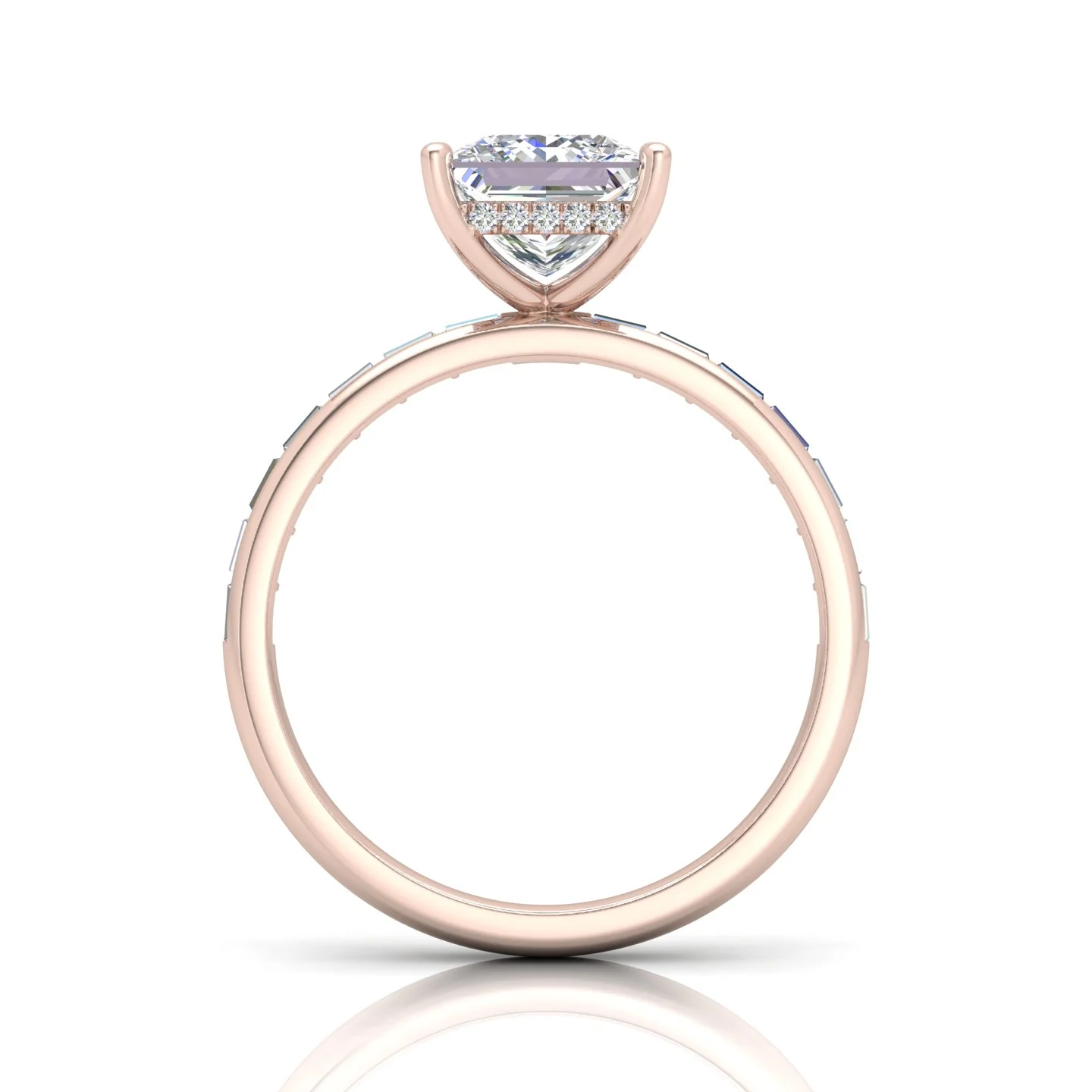 Classic Hidden Halo Channel Set Engagement Ring - Princess - Image 8