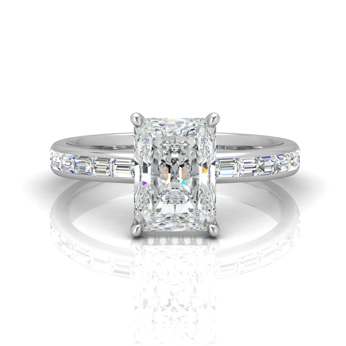 Classic Hidden Halo Channel Set Engagement Ring - Radiant - Image 10