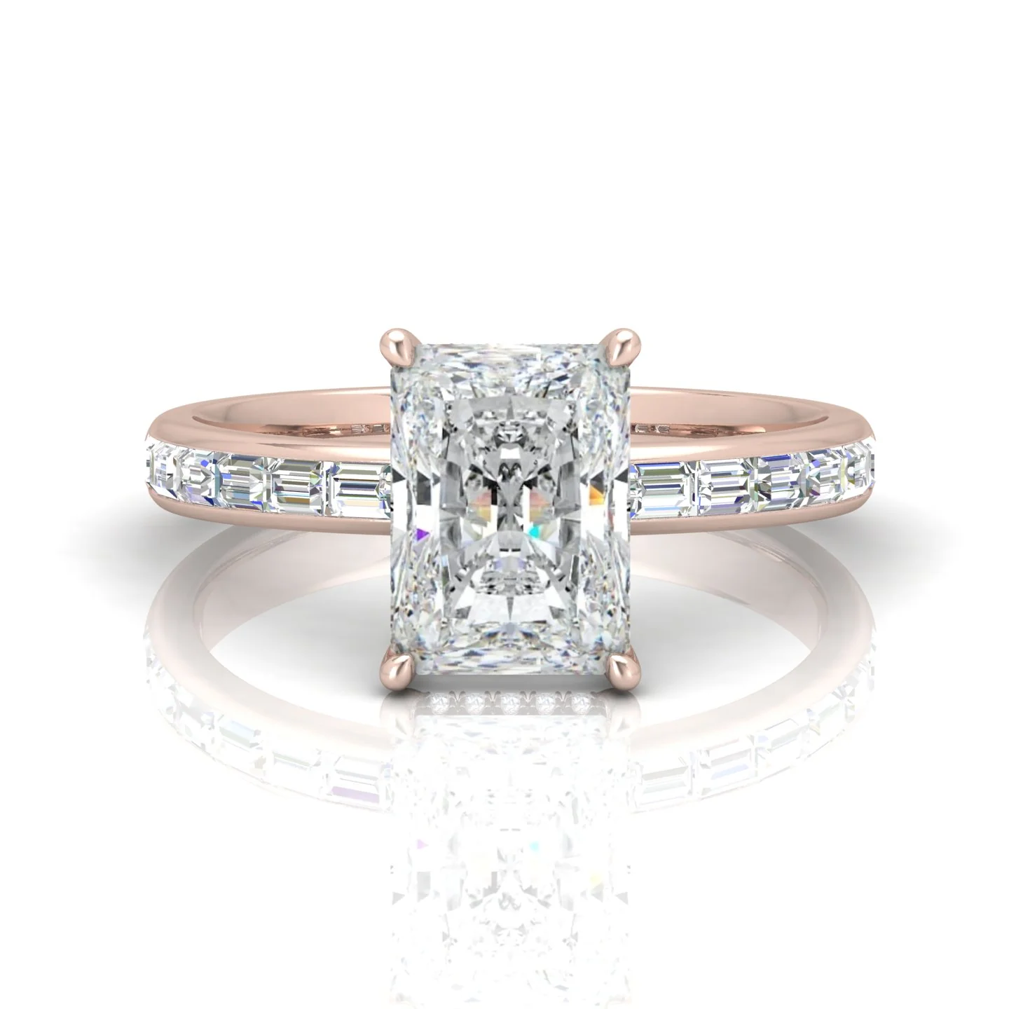 Classic Hidden Halo Channel Set Engagement Ring - Radiant - Image 11