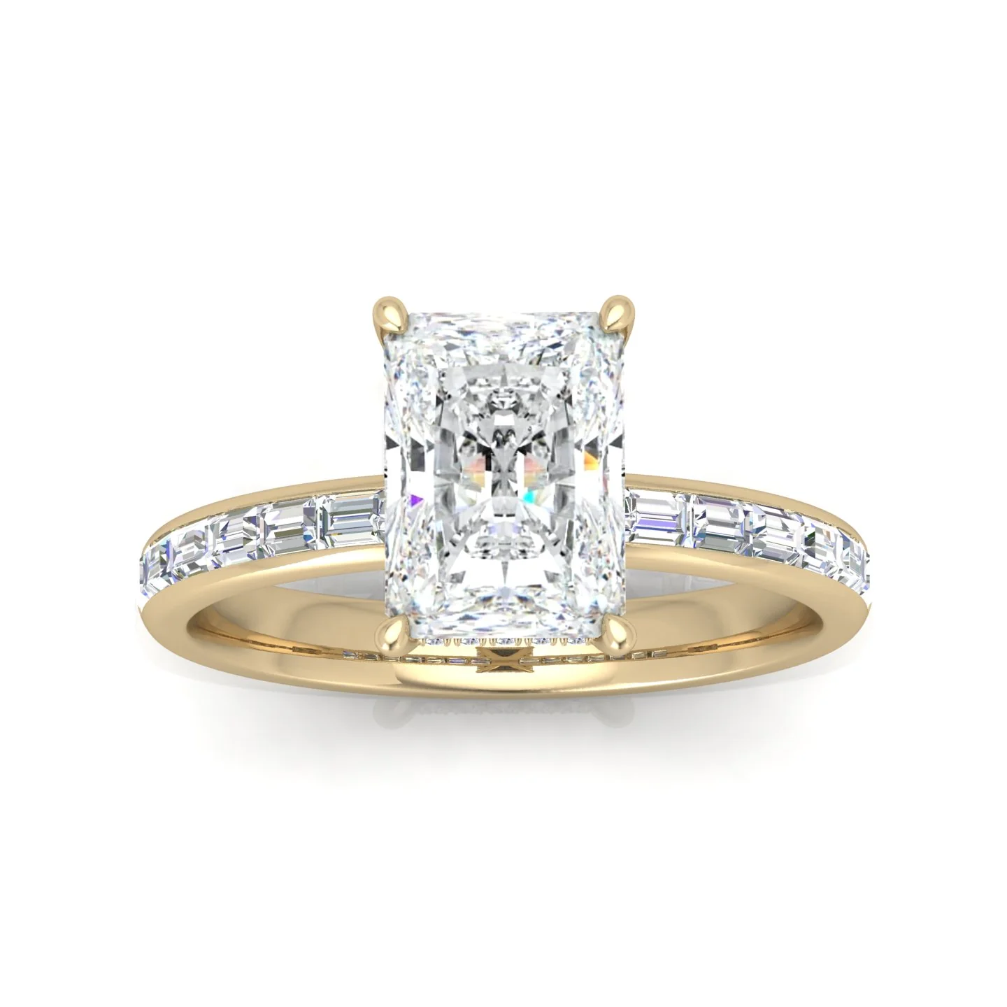 Classic Hidden Halo Channel Set Engagement Ring - Radiant - Image 12