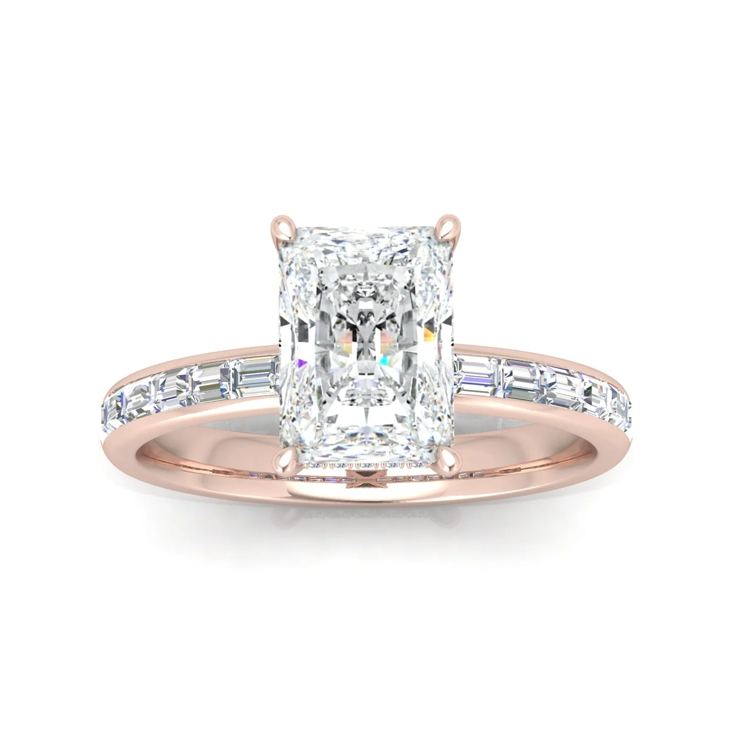 Classic Hidden Halo Channel Set Engagement Ring - Radiant - Image 13