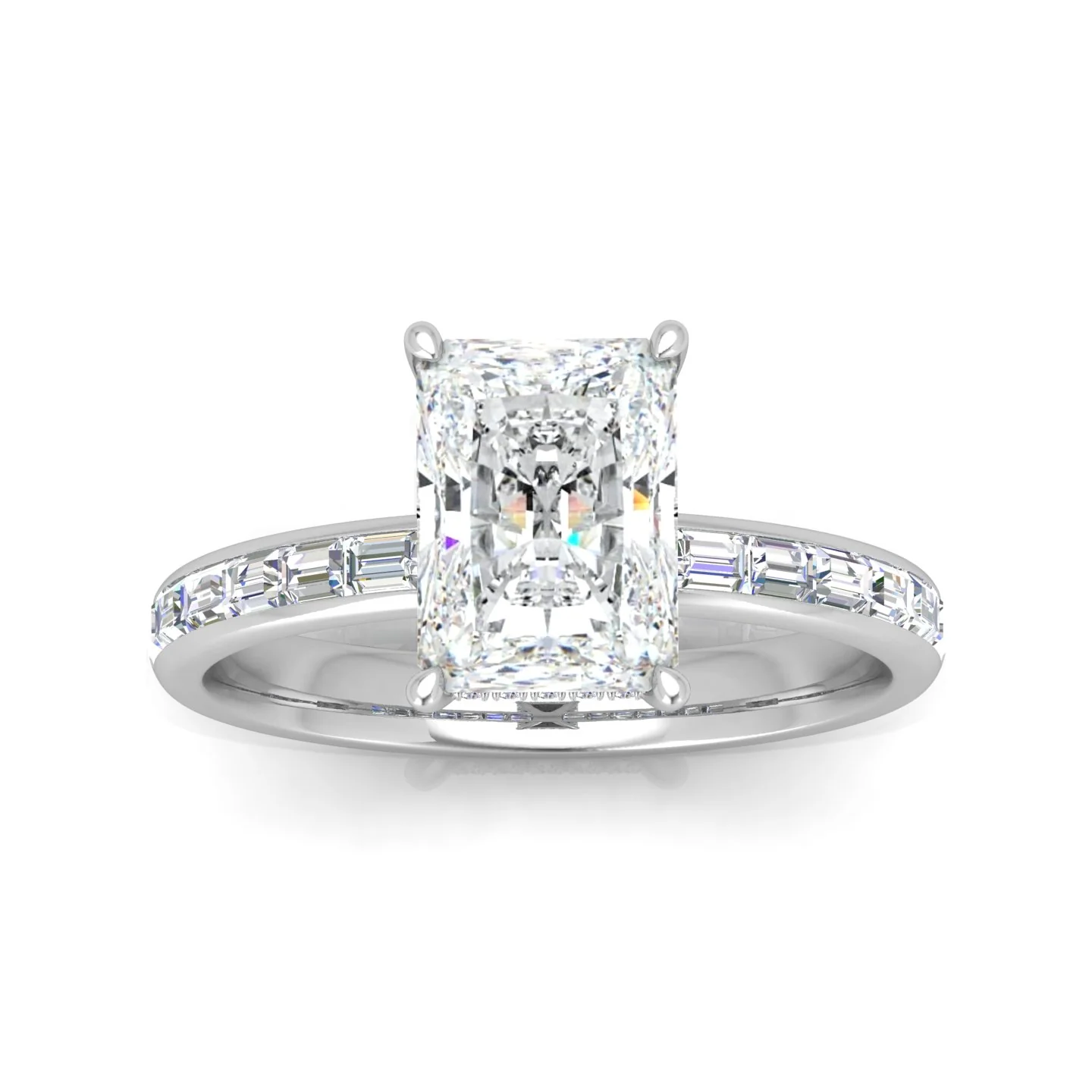 Classic Hidden Halo Channel Set Engagement Ring - Radiant - Image 14