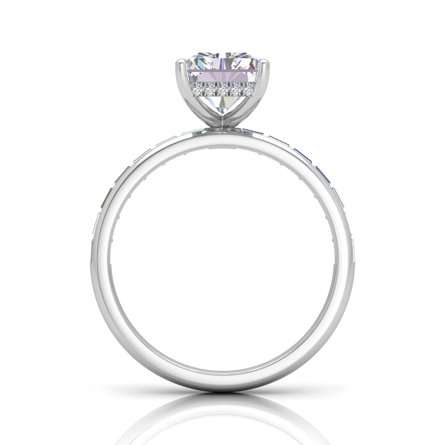 Classic Hidden Halo Channel Set Engagement Ring - Emerald - Image 14
