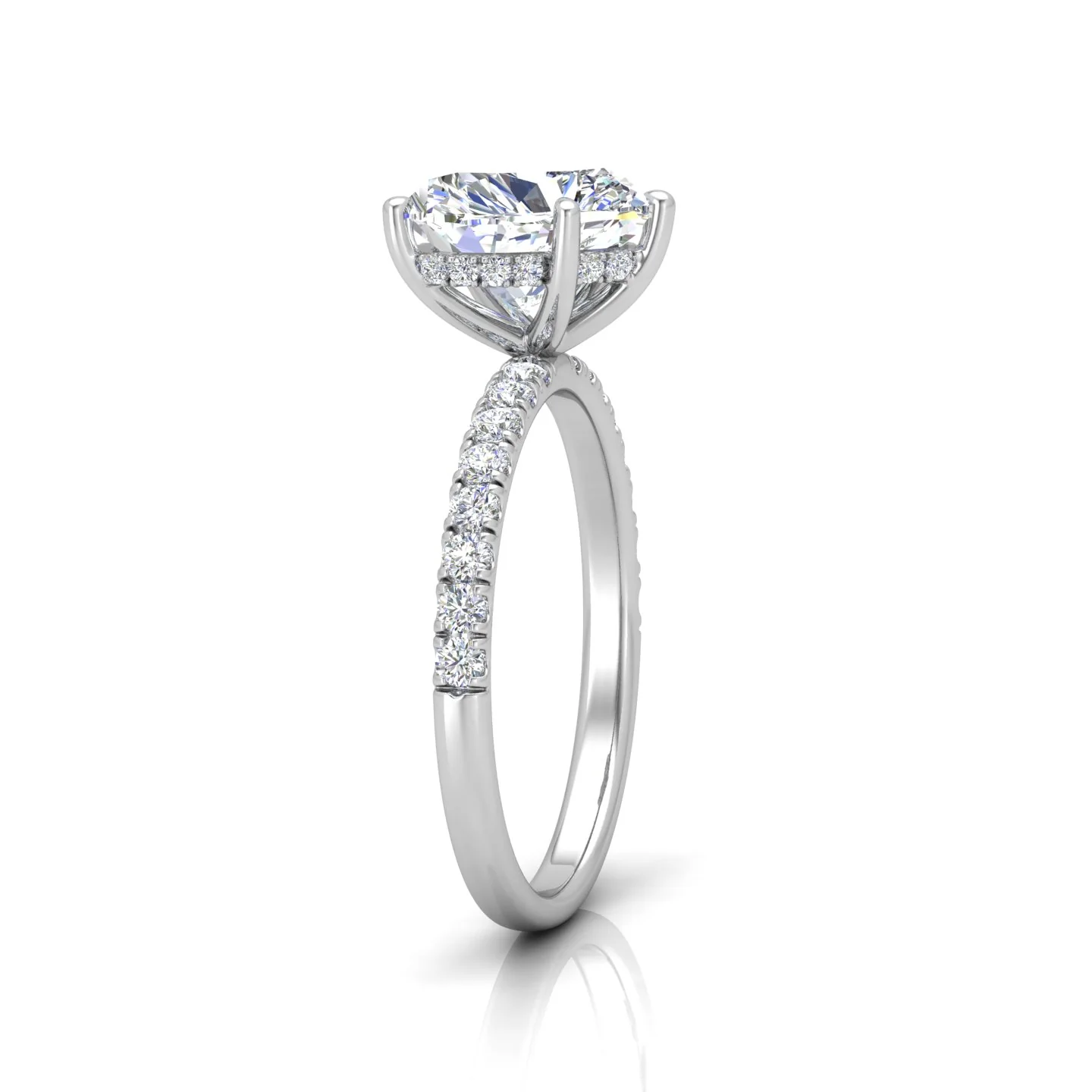 Classic Hidden Halo Pave Set Engagement Ring - Heart - Image 3