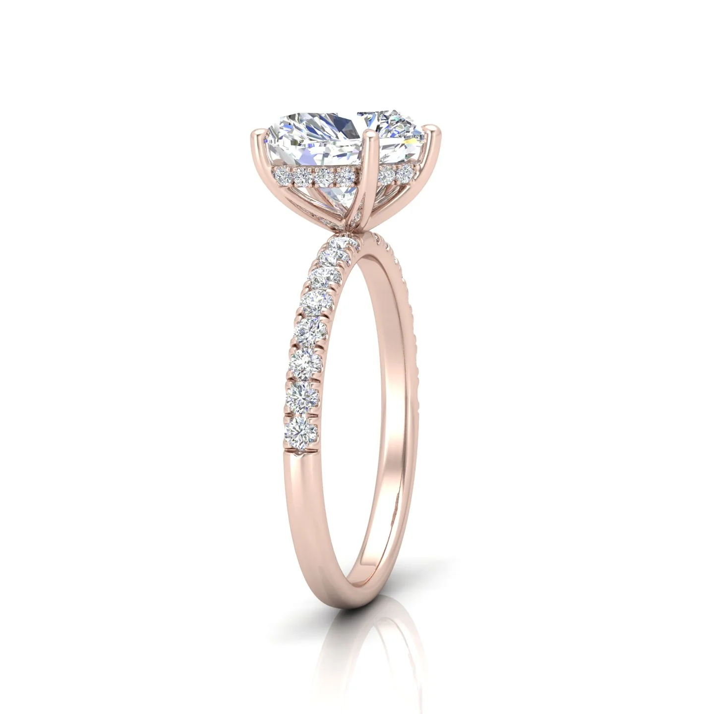 Classic Hidden Halo Pave Set Engagement Ring - Heart - Image 4