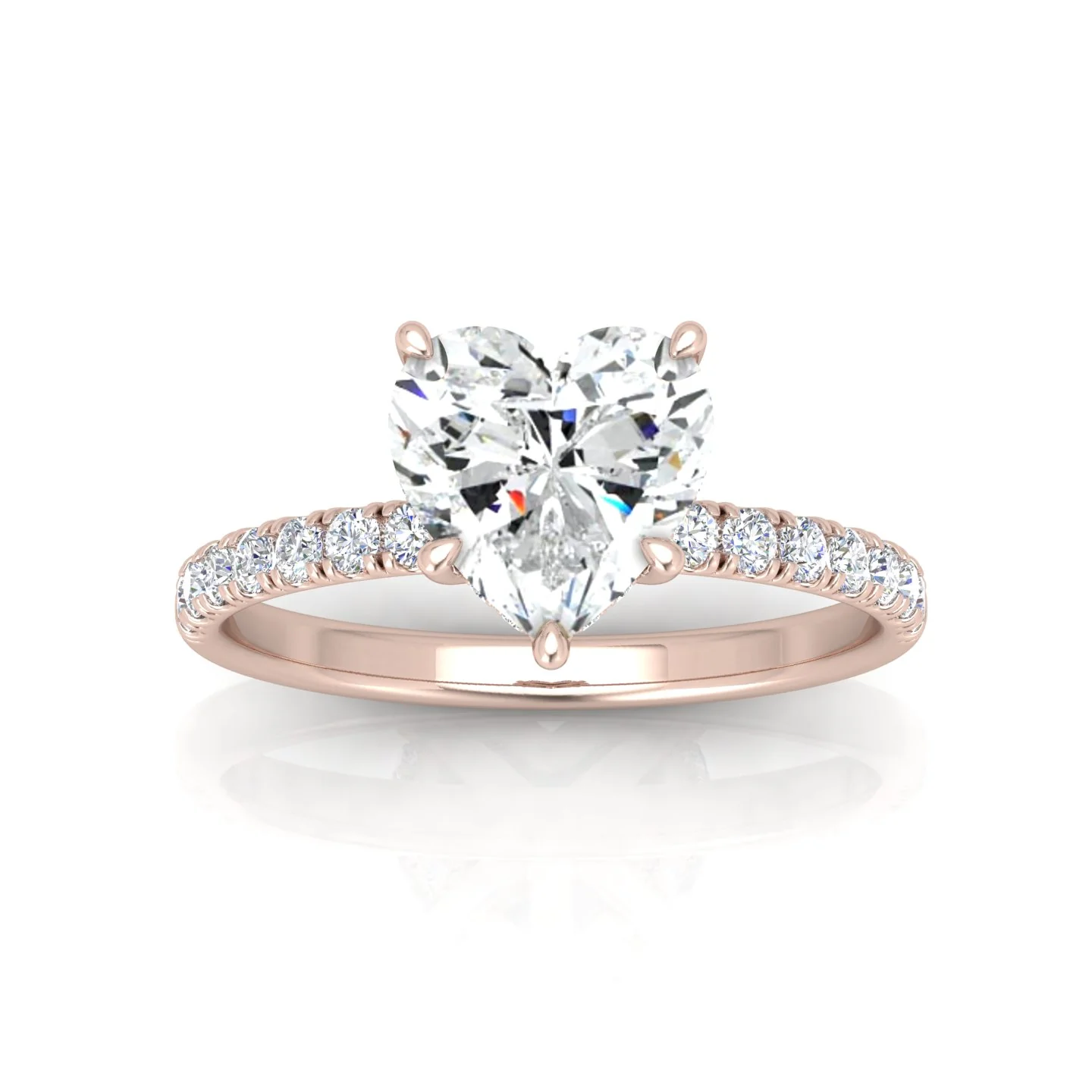 Classic Hidden Halo Pave Set Engagement Ring - Heart - Image 7