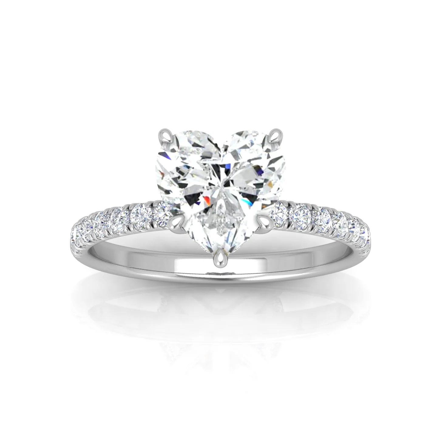 Classic Hidden Halo Pave Set Engagement Ring - Heart - Image 8