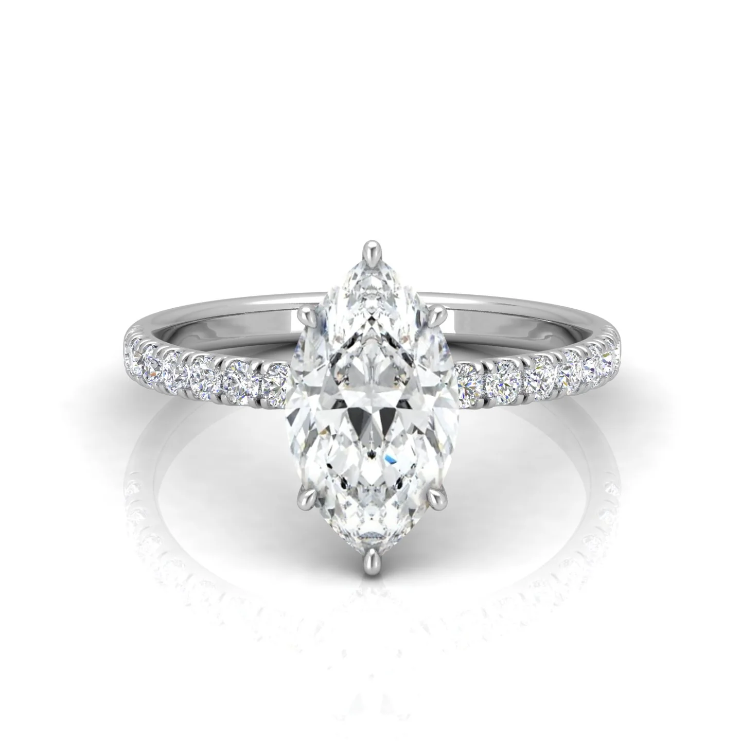 Classic Hidden Halo Pave Set Engagement Ring - Marquise - Image 10