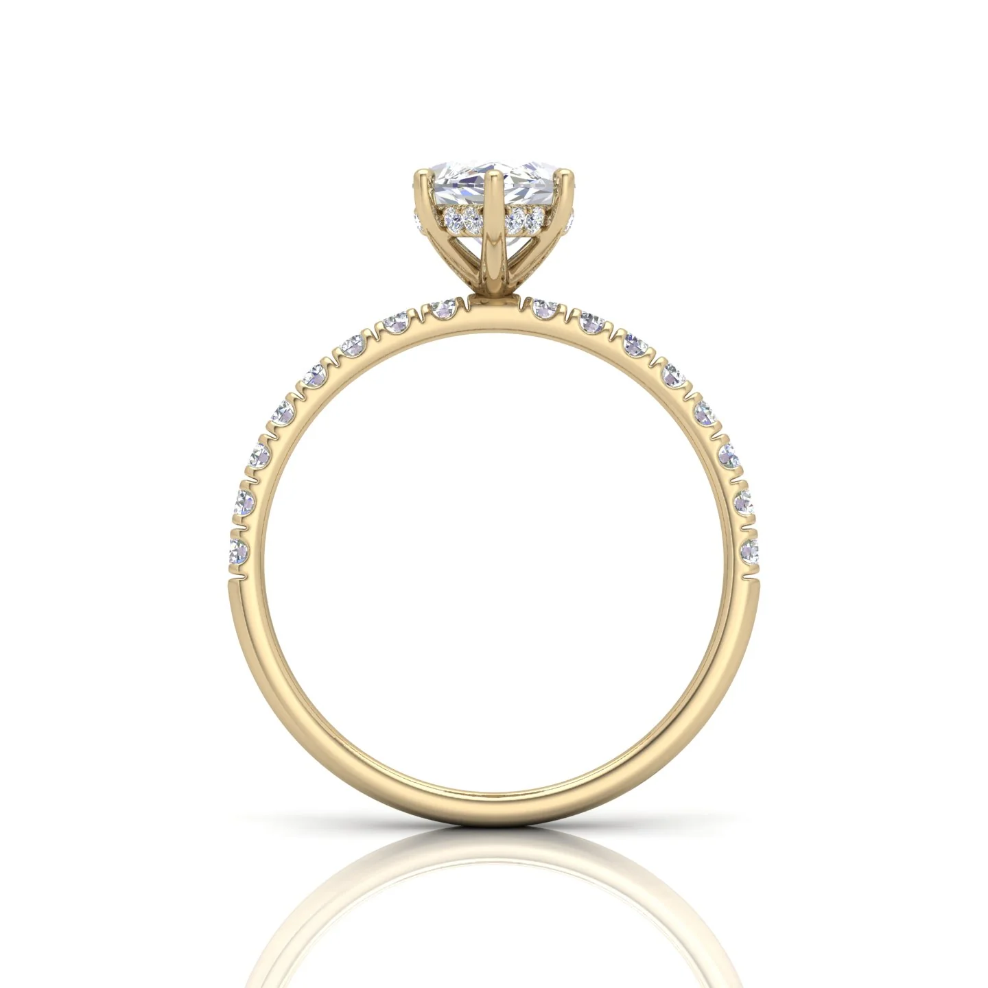 Classic Hidden Halo Pave Set Engagement Ring - Marquise - Image 11