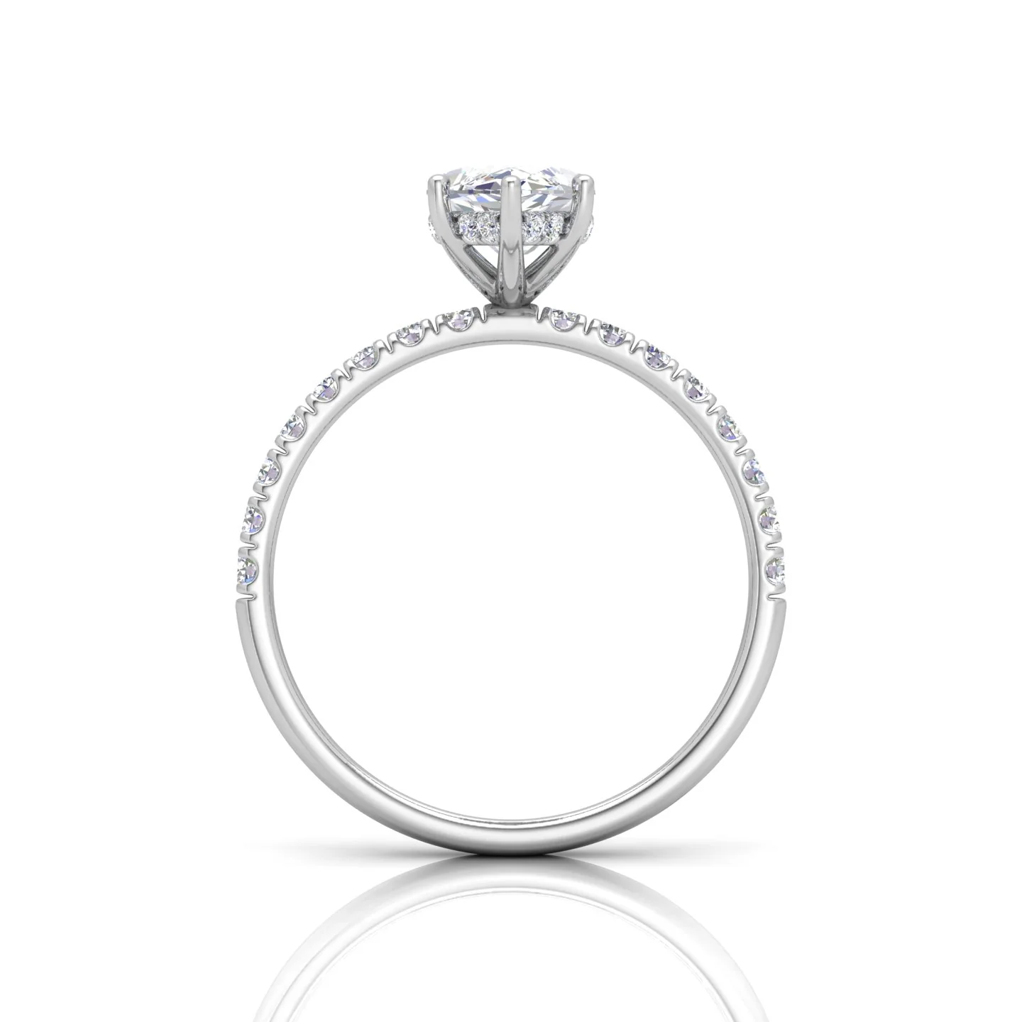 Classic Hidden Halo Pave Set Engagement Ring - Marquise - Image 13