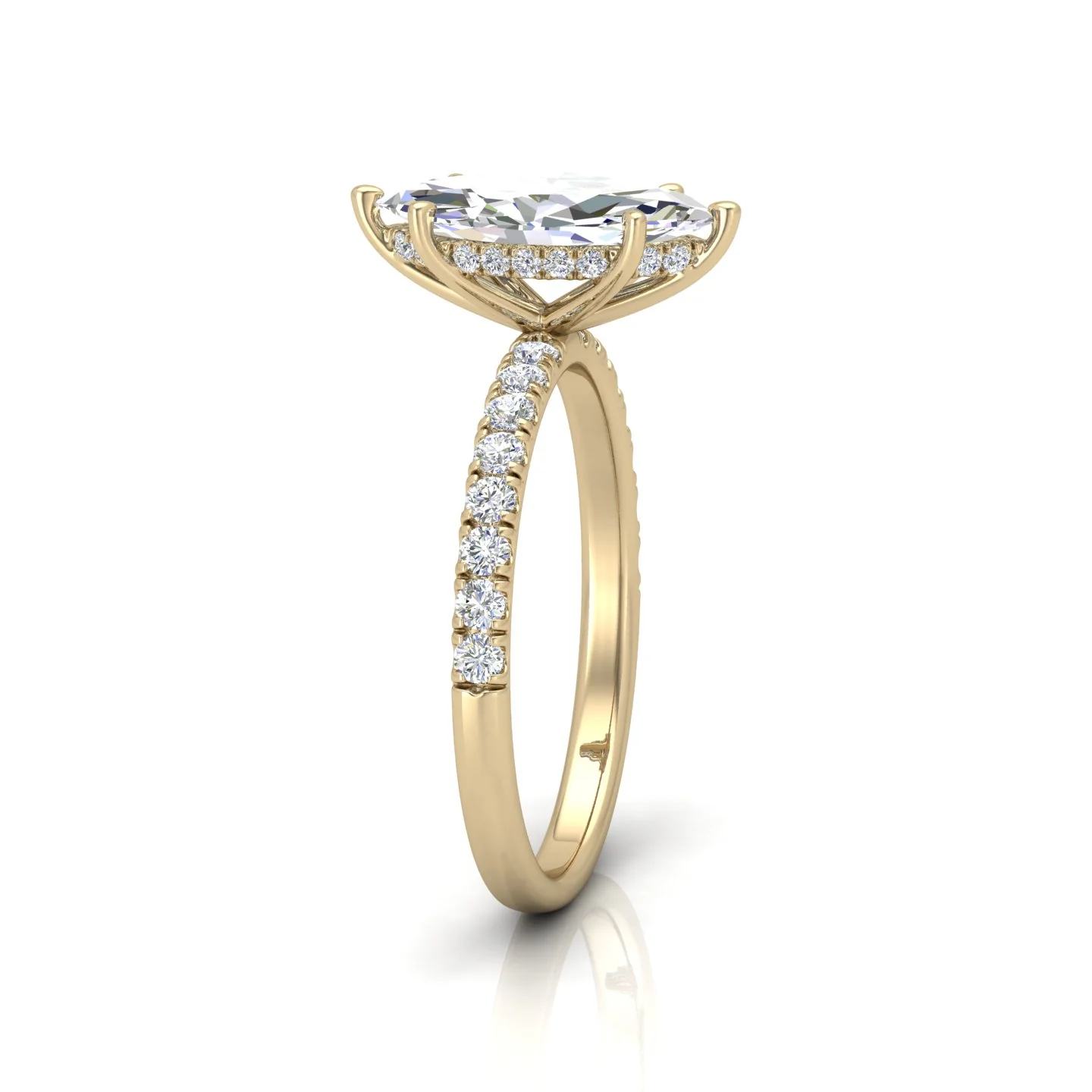 Classic Hidden Halo Pave Set Engagement Ring - Marquise - Image 2
