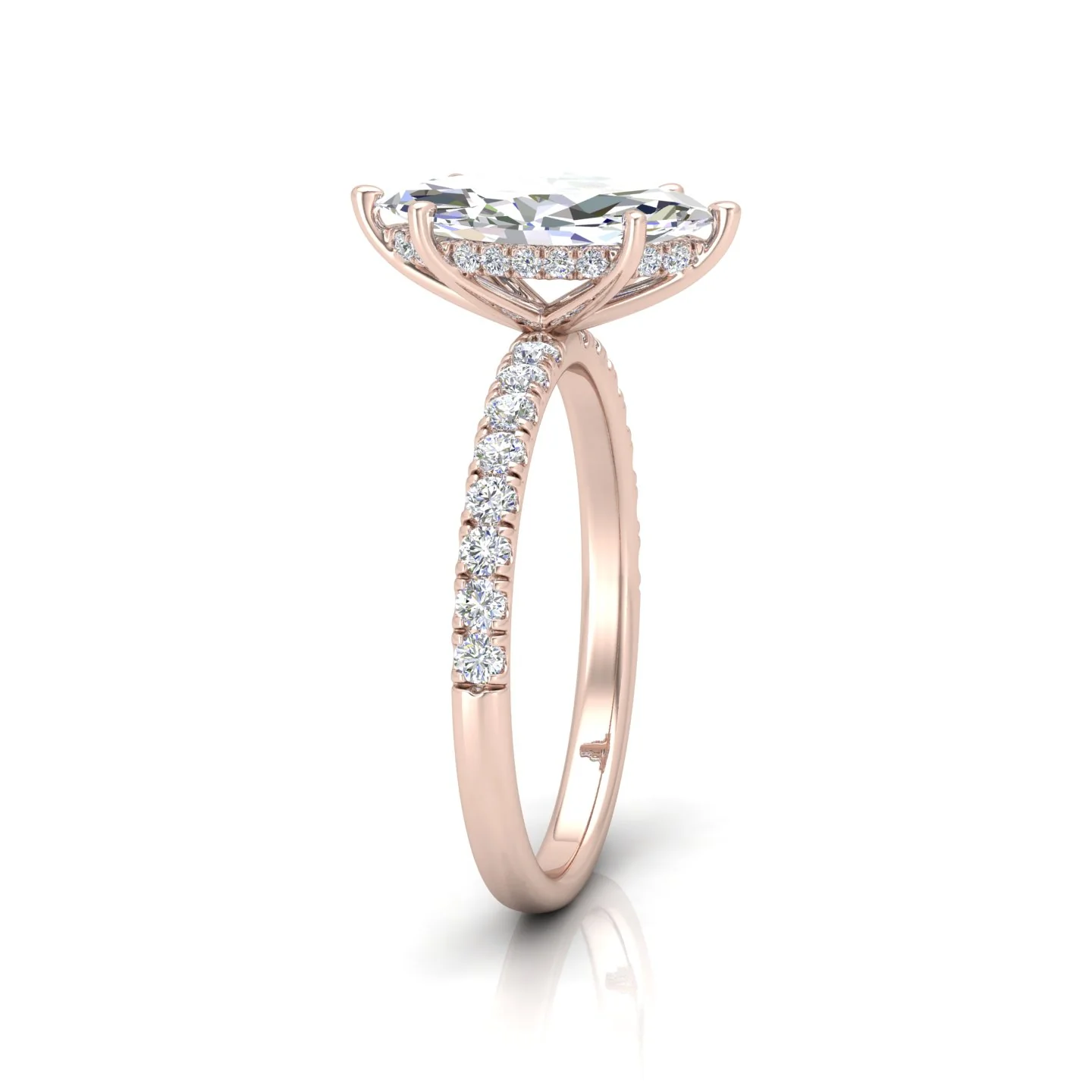 Classic Hidden Halo Pave Set Engagement Ring - Marquise - Image 4