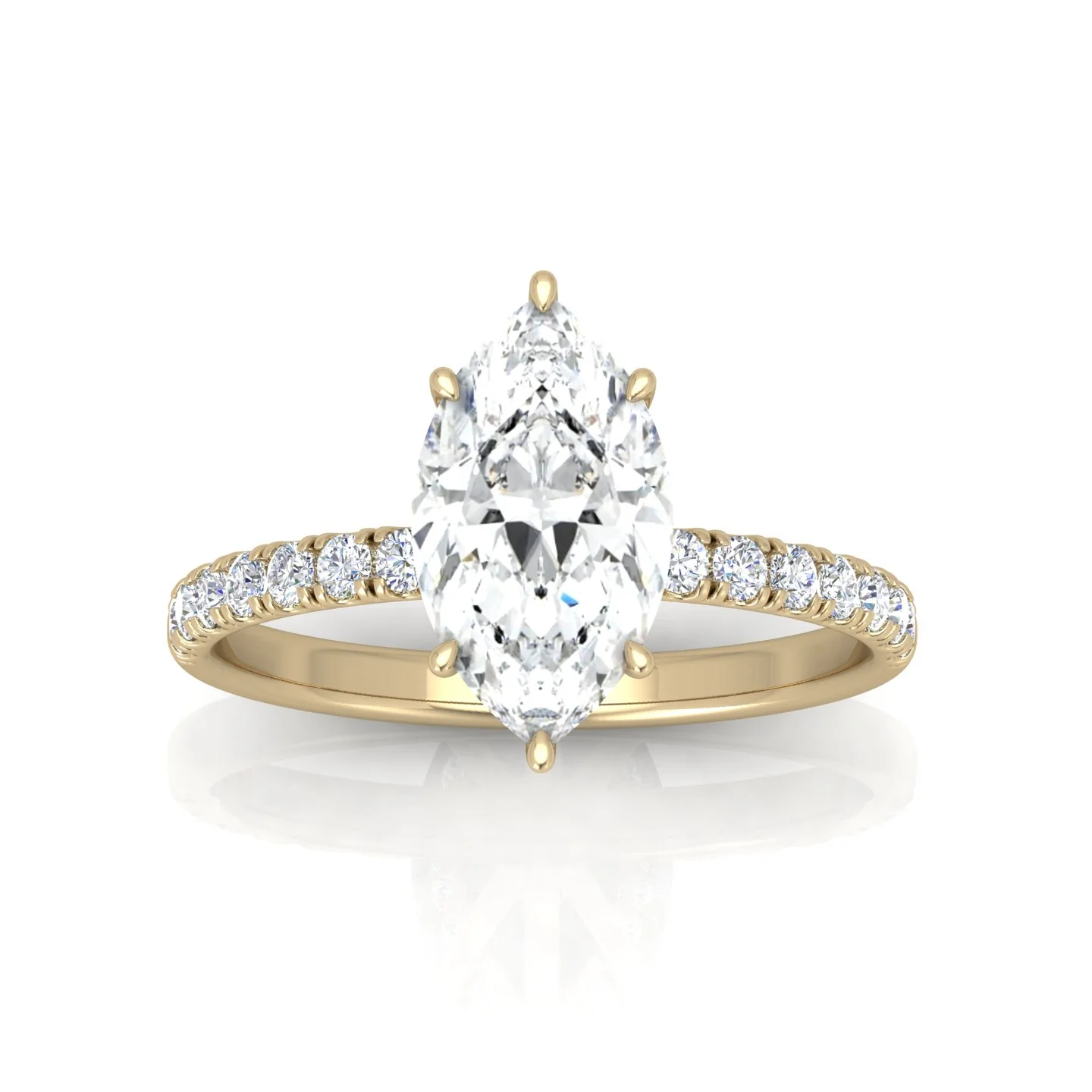 Classic Hidden Halo Pave Set Engagement Ring - Marquise - Image 6