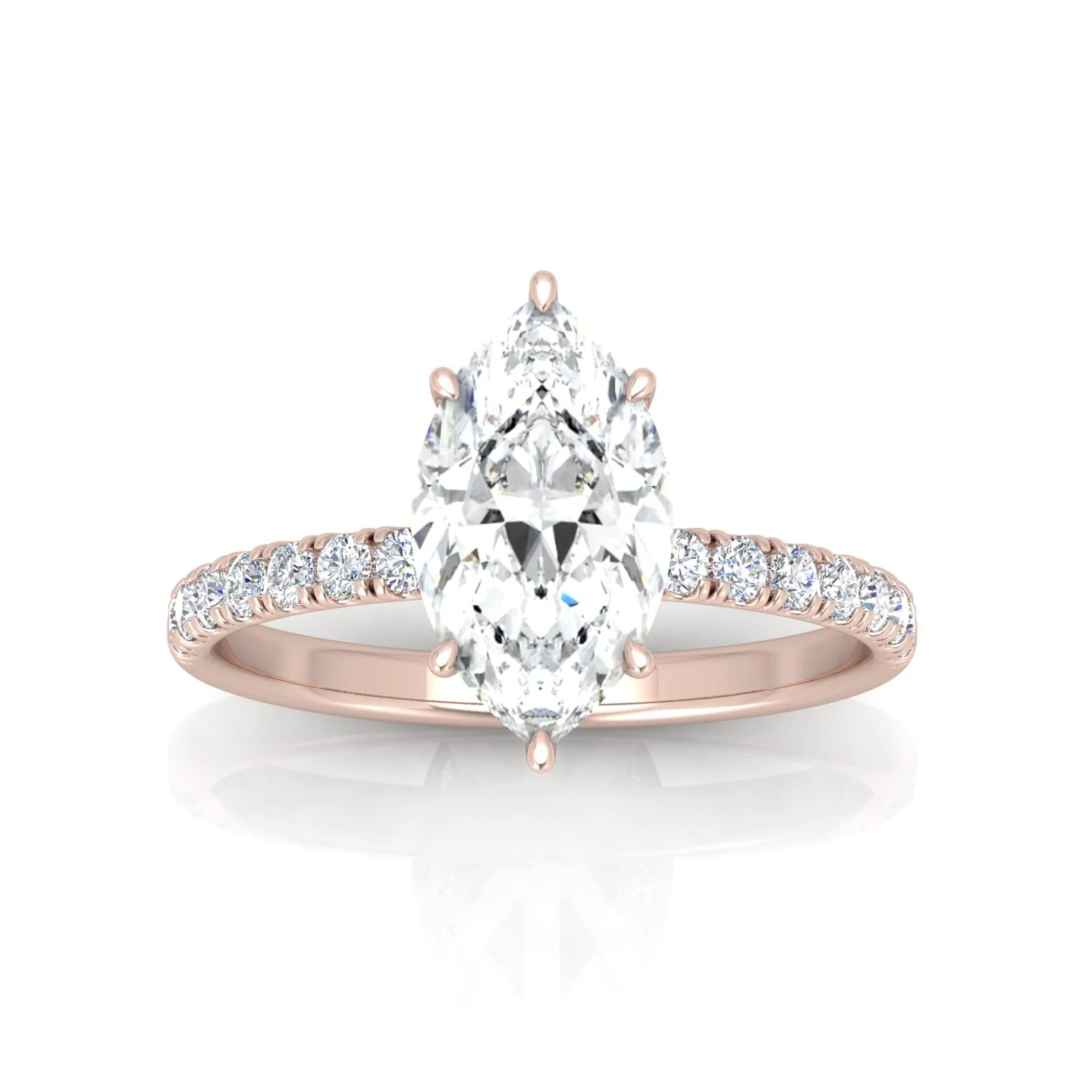 Classic Hidden Halo Pave Set Engagement Ring - Marquise - Image 7