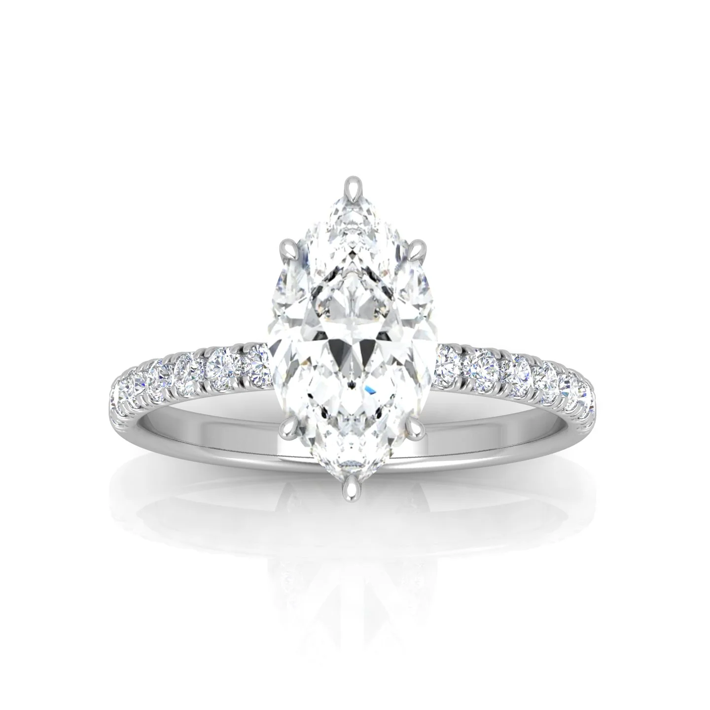 Classic Hidden Halo Pave Set Engagement Ring - Marquise - Image 8