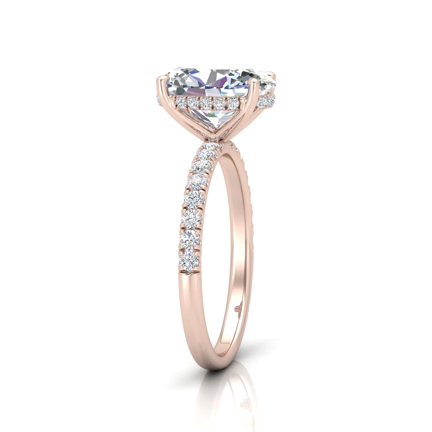 Classic Hidden Halo Pave Set Engagement Ring - Oval - Image 4